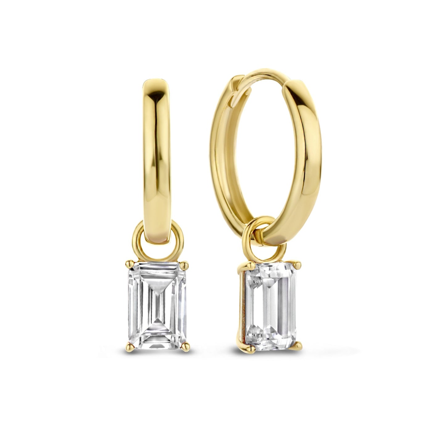 La Milano Colori Byanca 9 karat gold hoop earrings with white zirconia stone - Beloro jewels