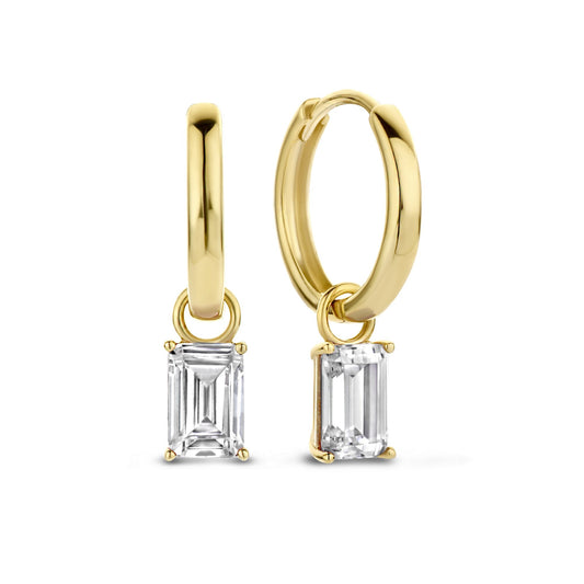 La Milano Colori Byanca 9 karat gold hoop earrings with white zirconia stone - Beloro jewels