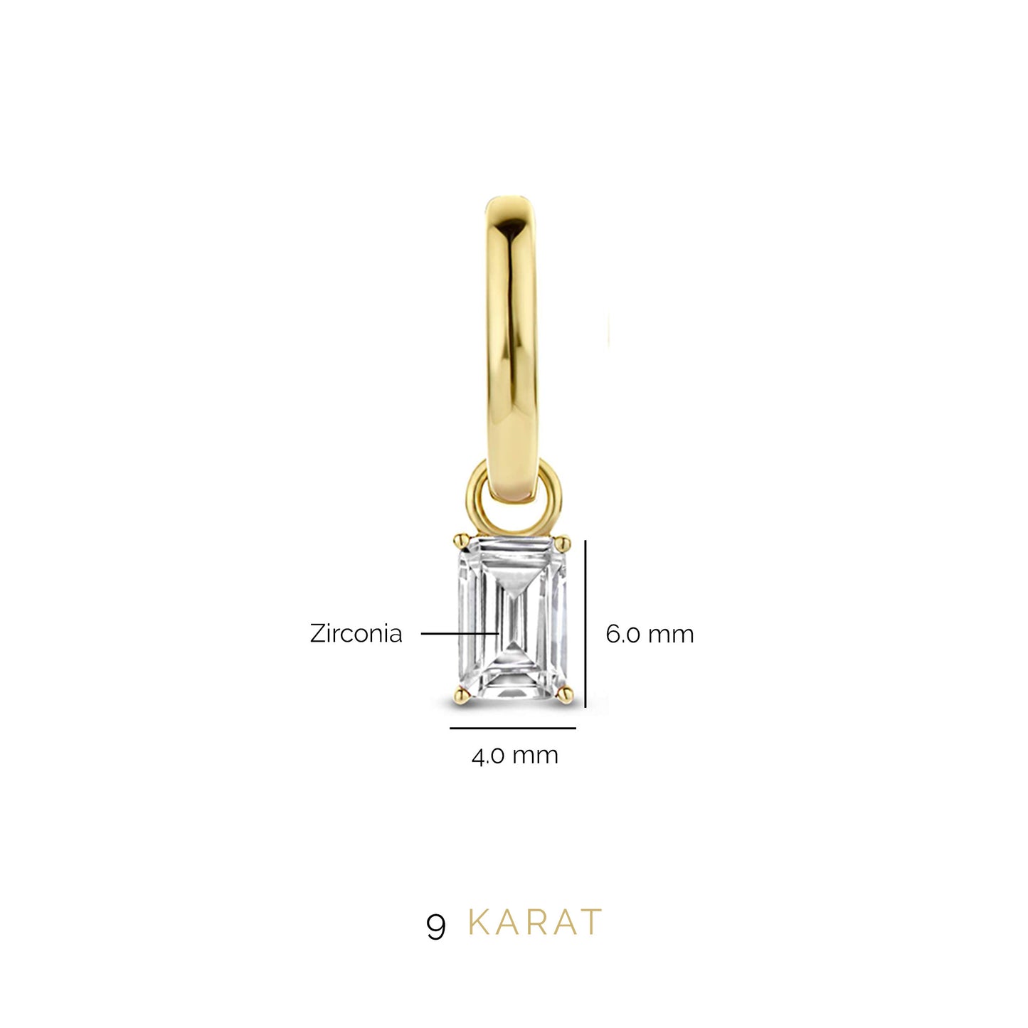 La Milano Colori Byanca 9 karat gold hoop earrings with white zirconia stone - Beloro jewels