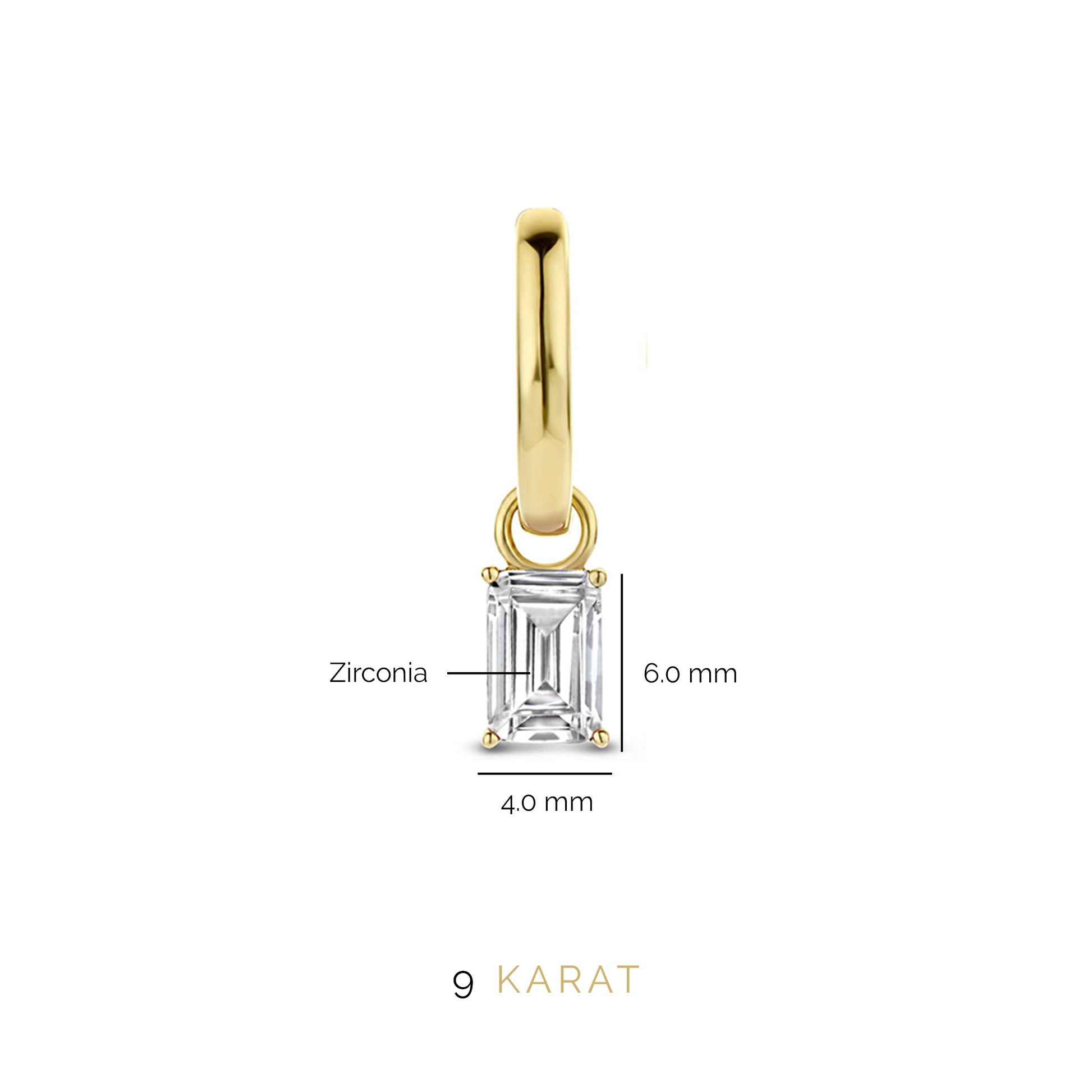 La Milano Colori Byanca 9 karat gold hoop earrings with white zirconia stone - Beloro jewels