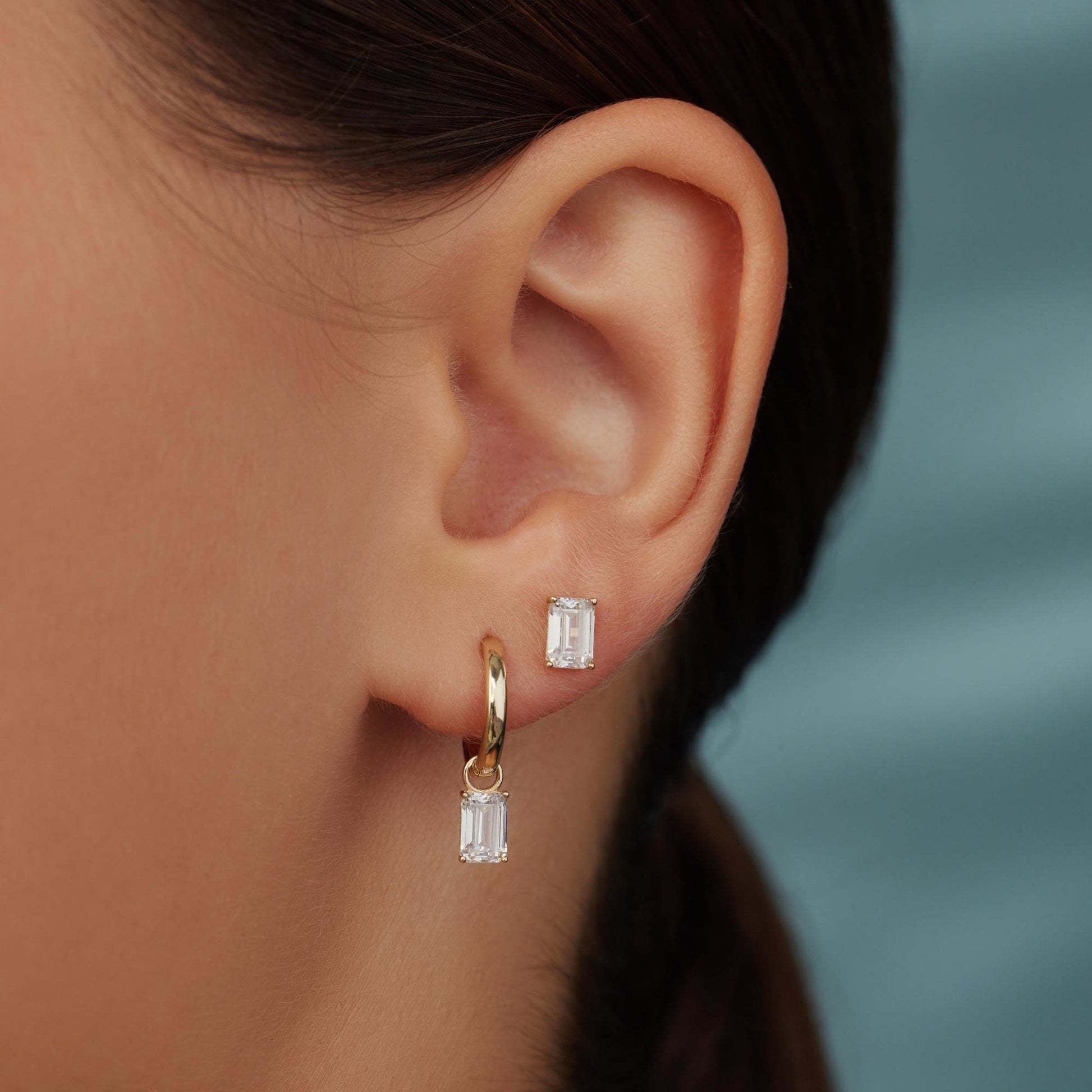 La Milano Colori Byanca 9 karat gold hoop earrings with white zirconia stone - Beloro jewels