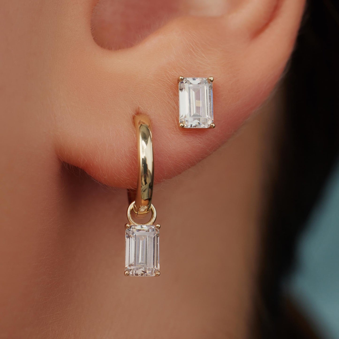 La Milano Colori Byanca 9 karat gold hoop earrings with white zirconia stone - Beloro jewels