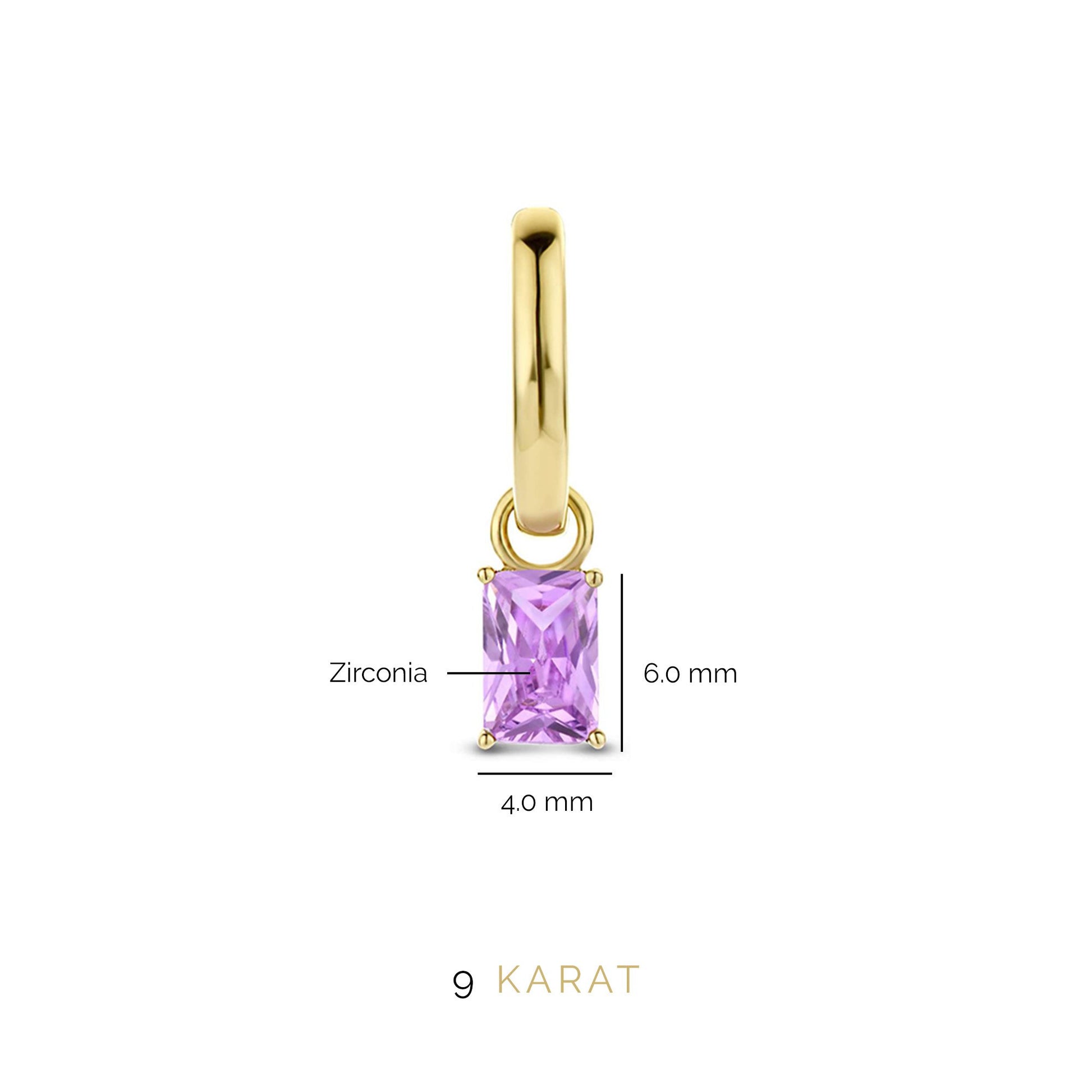 La Milano Colori Sienna 9 karat gold hoop earrings with pink zirconia stone - Beloro jewels