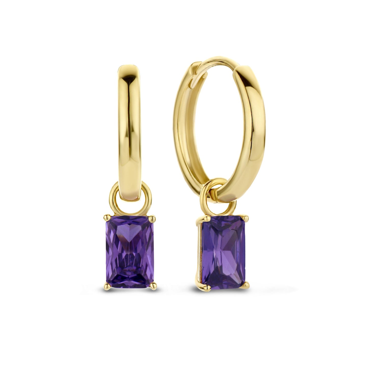 La Milano Colori Porphyra 9 karat gold hoop earrings with purple zirconia stone - Beloro jewels