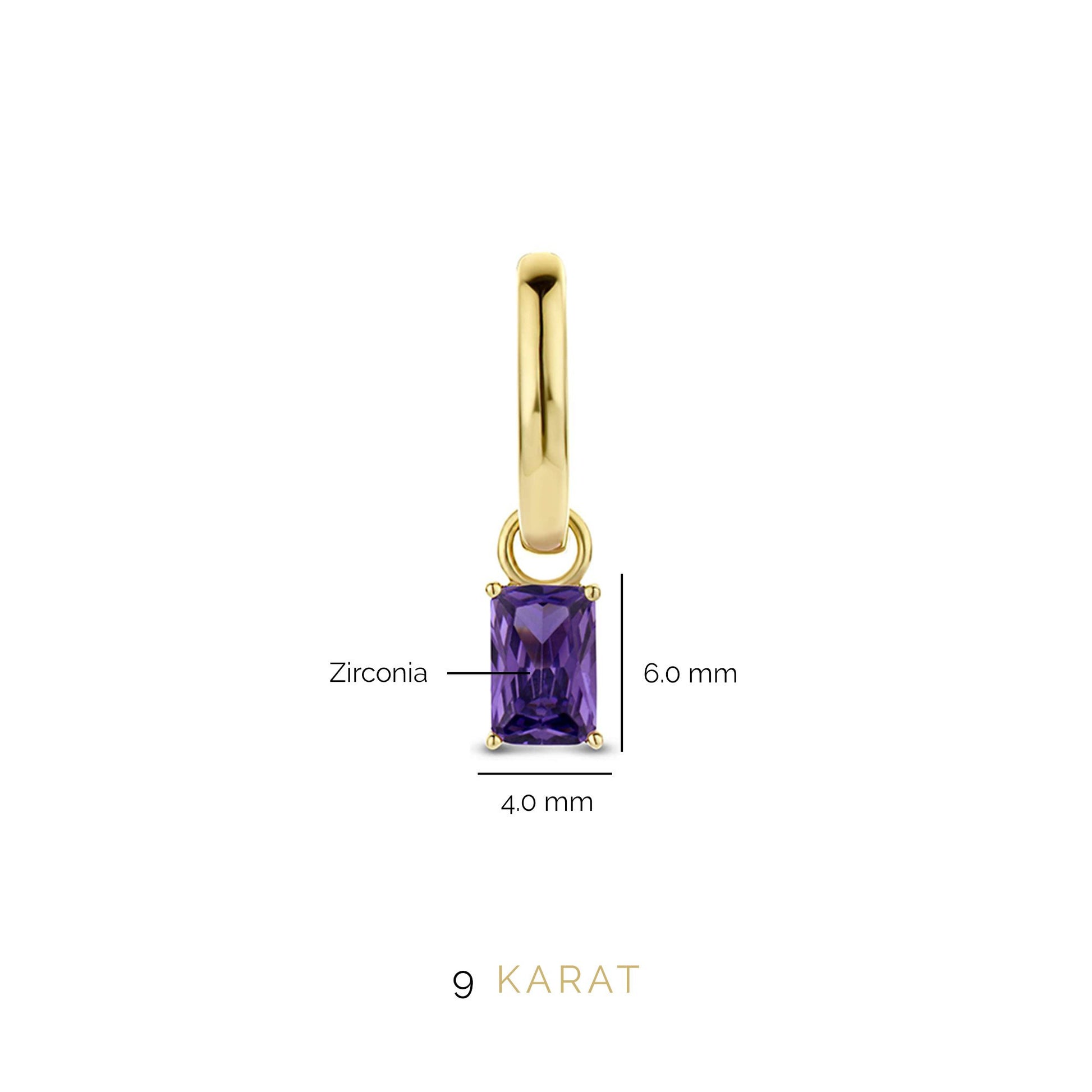 La Milano Colori Porphyra 9 karat gold hoop earrings with purple zirconia stone - Beloro jewels