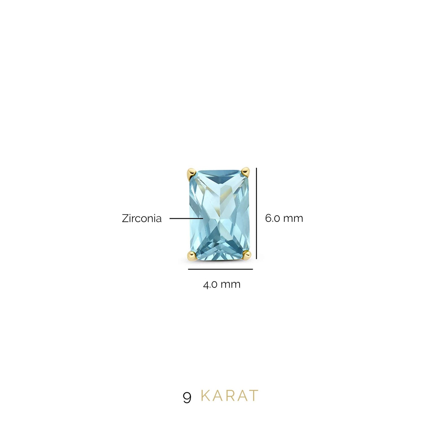 La Milano Colori Aurora 9 karat gold ear studs with blue zirconia stone - Beloro jewels