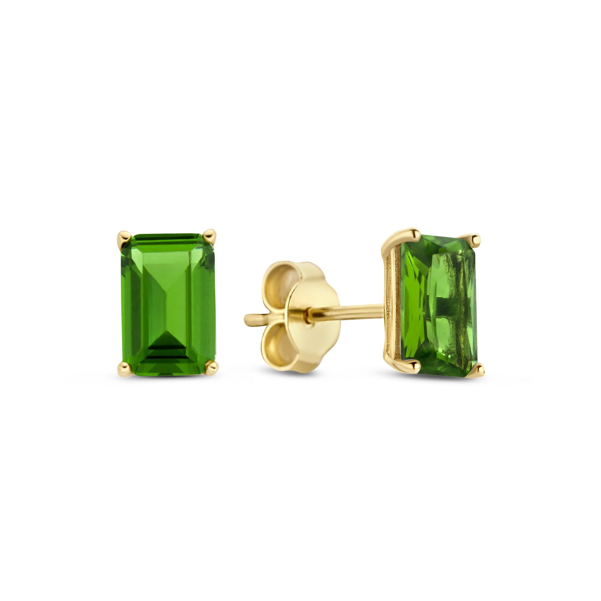 La Milano Colori Verdi 9 karat gold ear studs with green zirconia stone - Beloro jewels