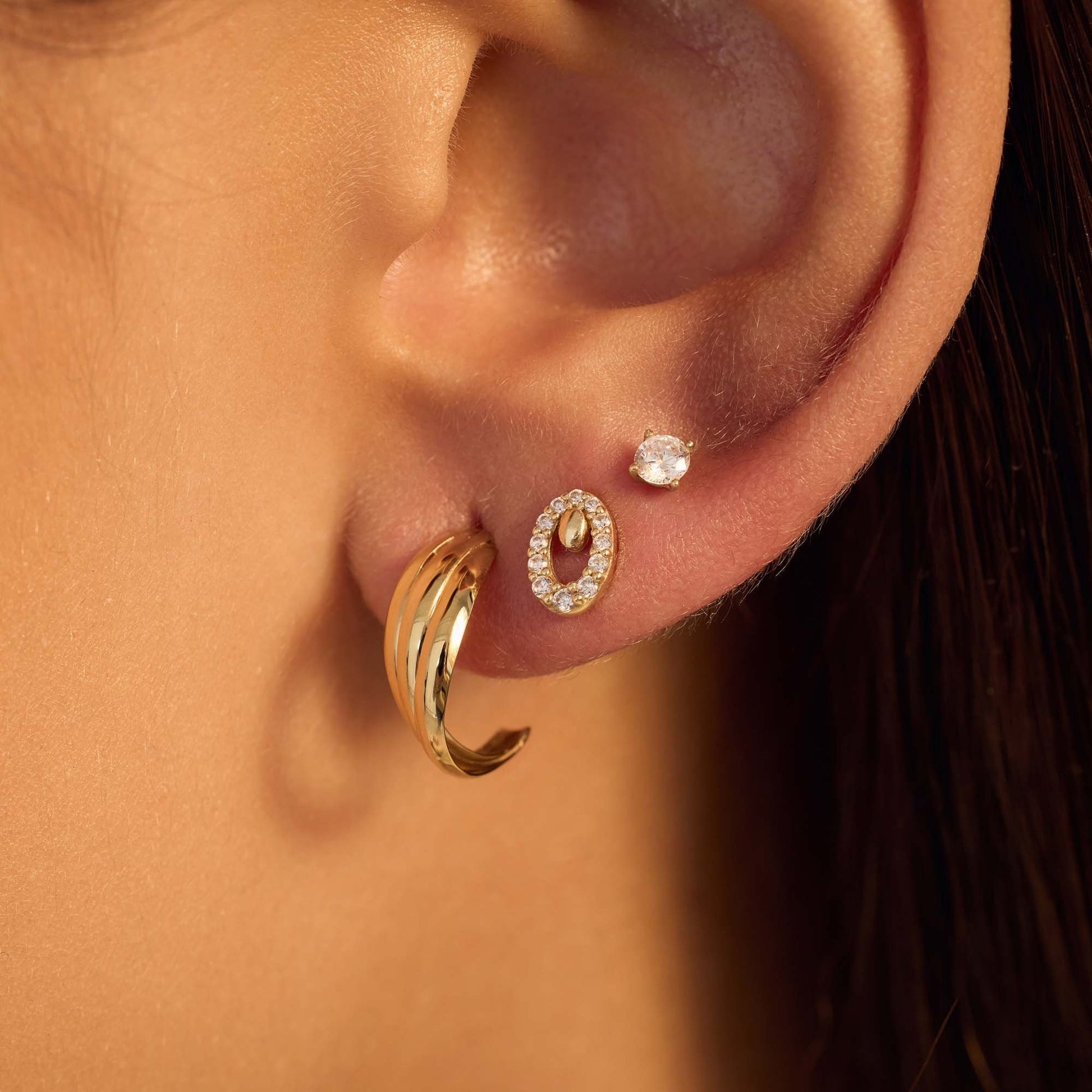 Regalo d'Amore 9 karat gold earring set with zirconia stones - Beloro jewels