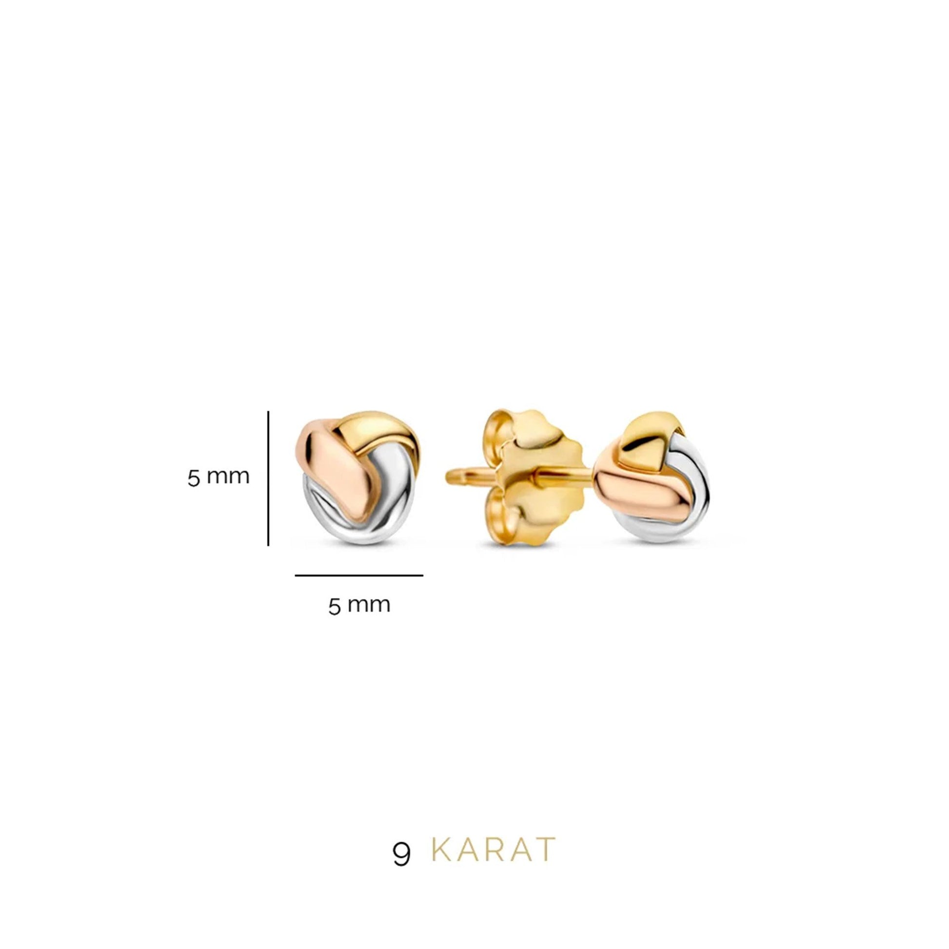 Della Spiga Mira 9 karat gold ear studs with knot - Beloro jewels