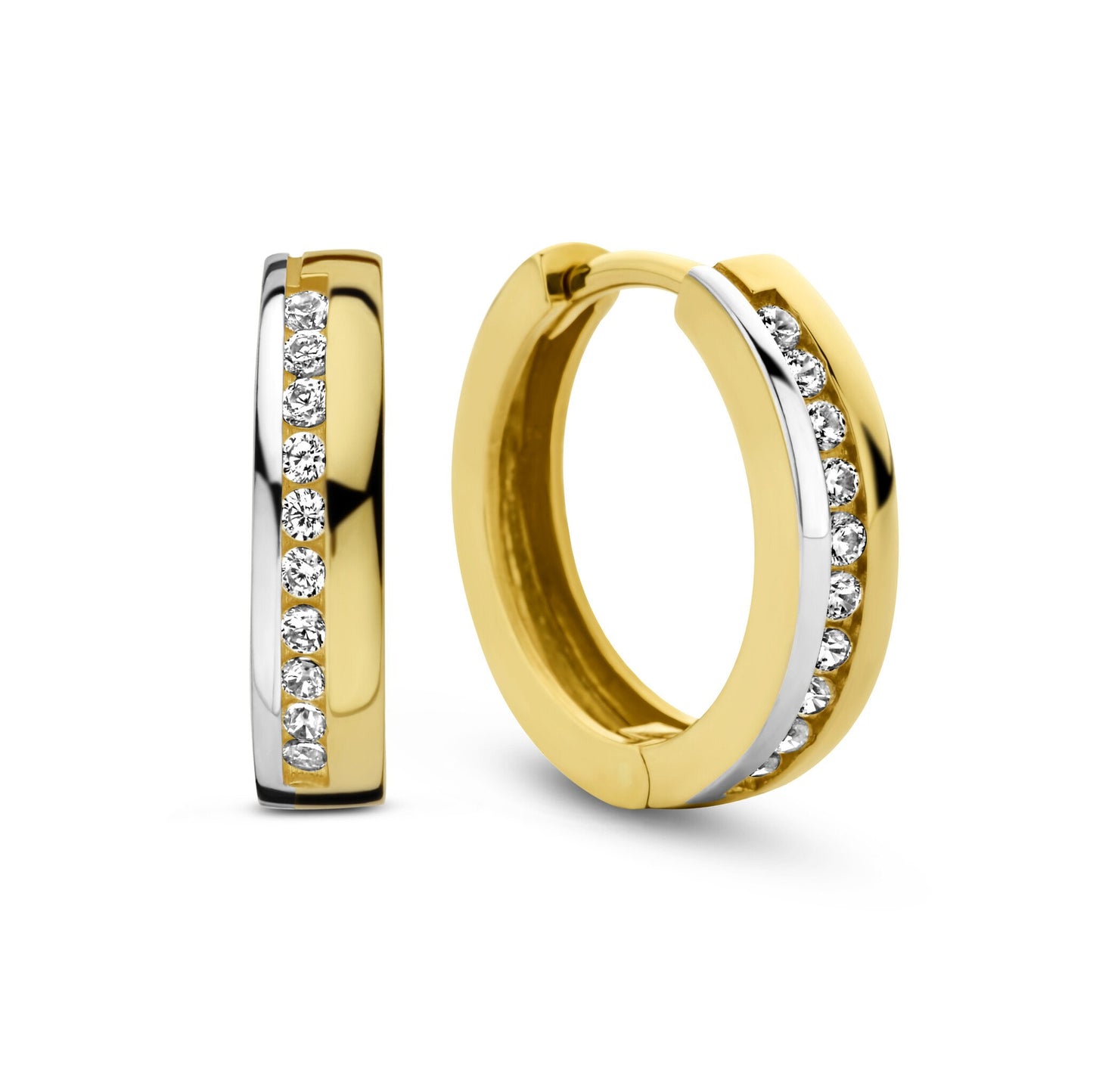 Monte Napoleone Stella 9 karat gold hoop earrings with zirconia stones - Beloro jewels