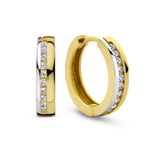Monte Napoleone Stella 9 karat gold hoop earrings with zirconia stones - Beloro jewels