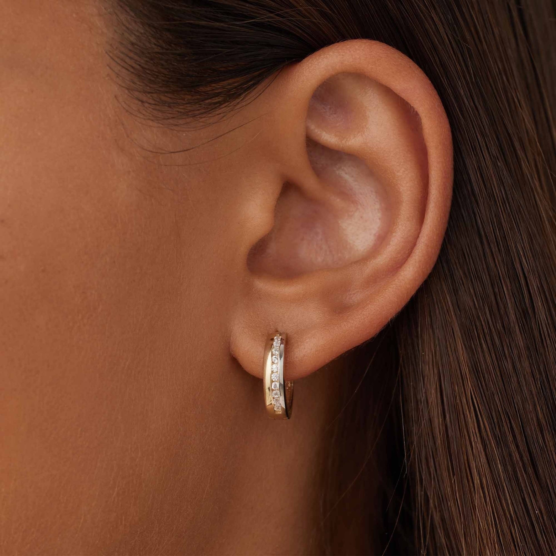 Monte Napoleone Stella 9 karat gold hoop earrings with zirconia stones - Beloro jewels