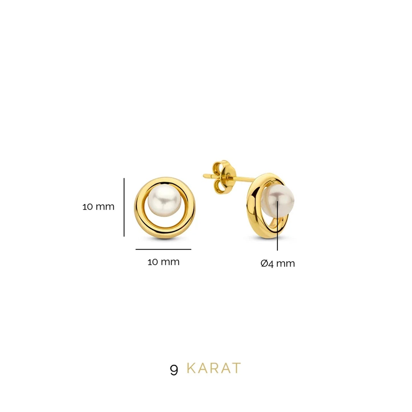 Monte Napoleone Perla 9 karat gold ear studs with pearl - Beloro jewels