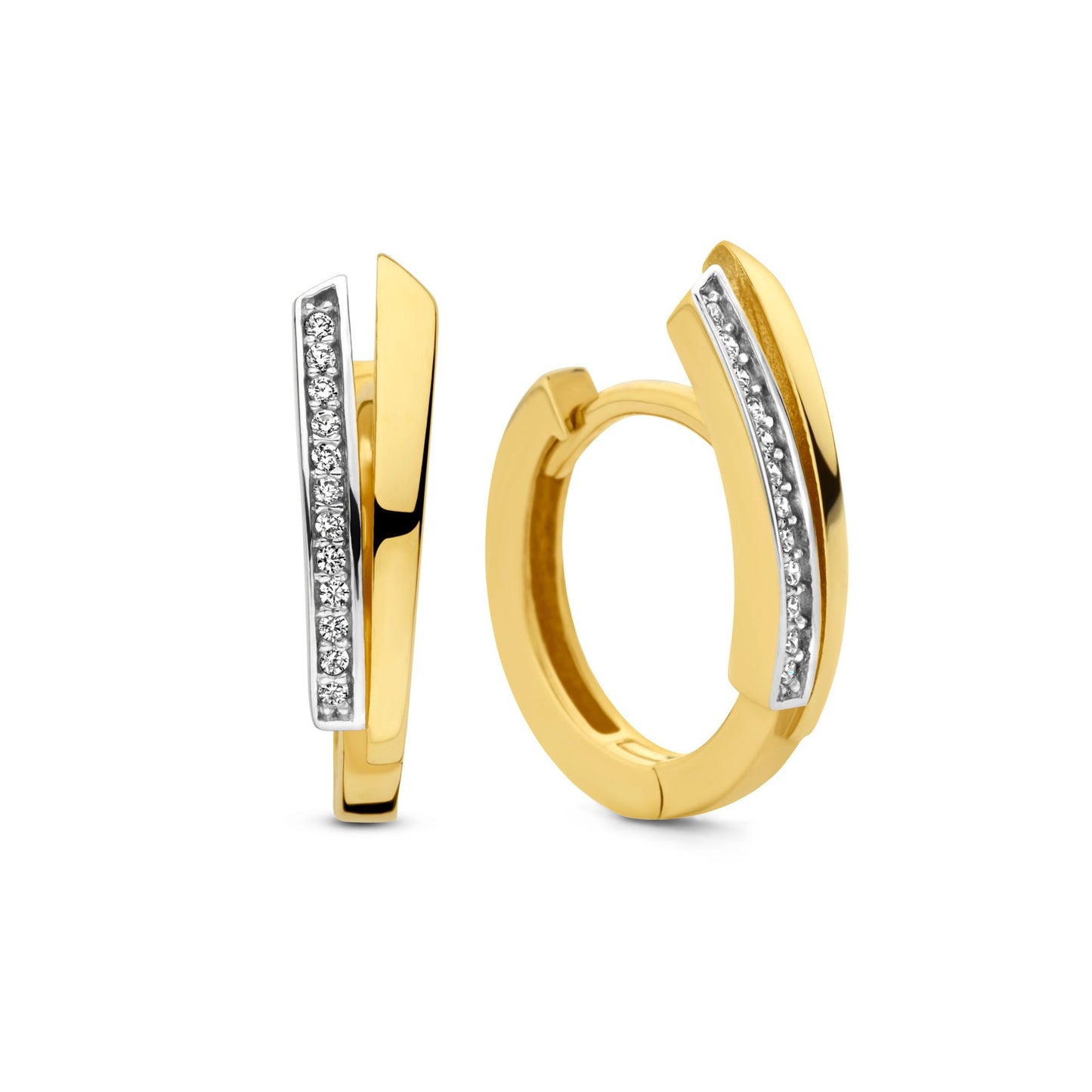 Monte Napoleone Stella 9 karat gold hoop earrings with zirconia stones - Beloro jewels