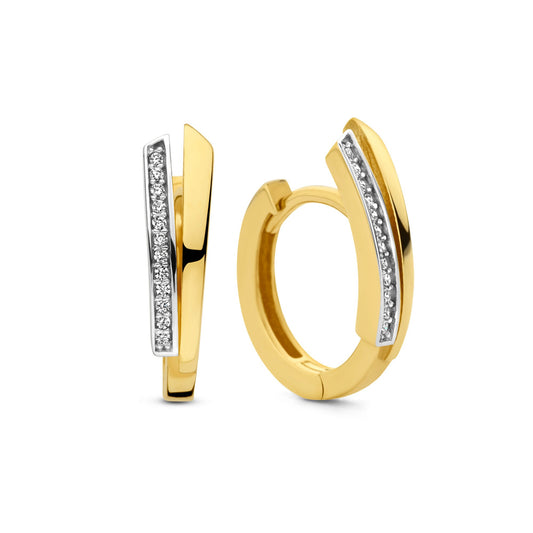 Monte Napoleone Stella 9 karat gold hoop earrings with zirconia stones - Beloro jewels