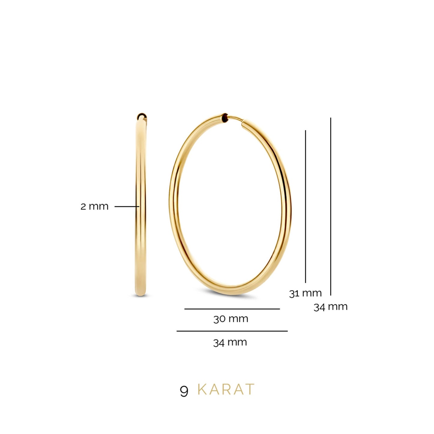 La Rinascente Constanza 9 karat gold hoop earrings (31 mm) - Beloro jewels