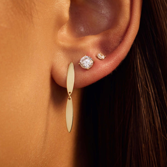 Regalo d'Amore 9 karat gold earrings set with oval bars - Beloro jewels