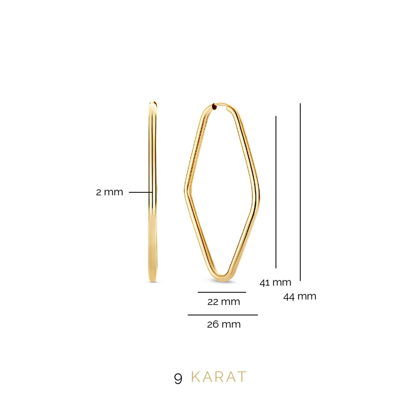 La Rinascente Fiorenza 9 karat gold hoop earrings (41 mm) - Beloro jewels