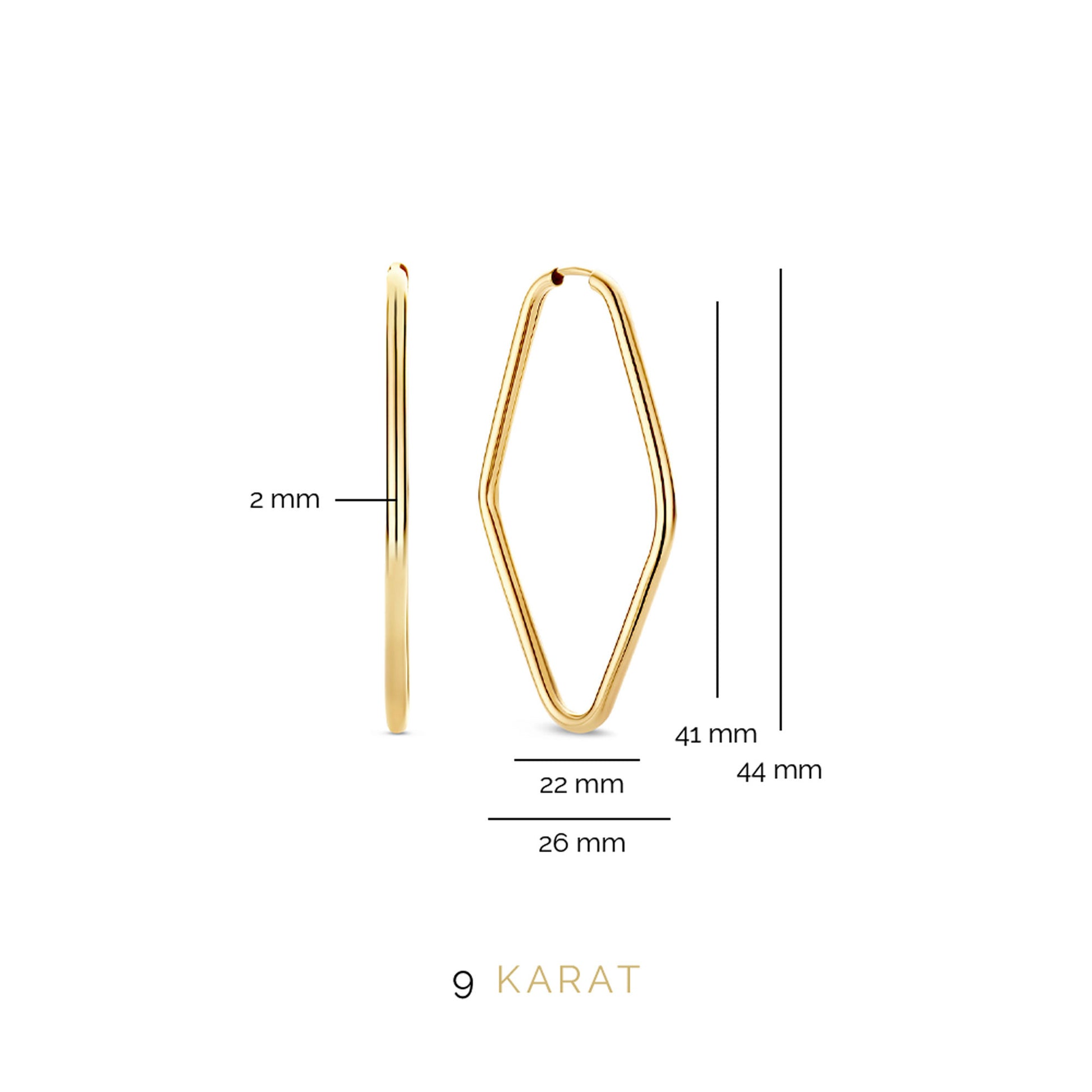 La Rinascente Fiorenza 9 karat gold hoop earrings (41 mm) - Beloro jewels
