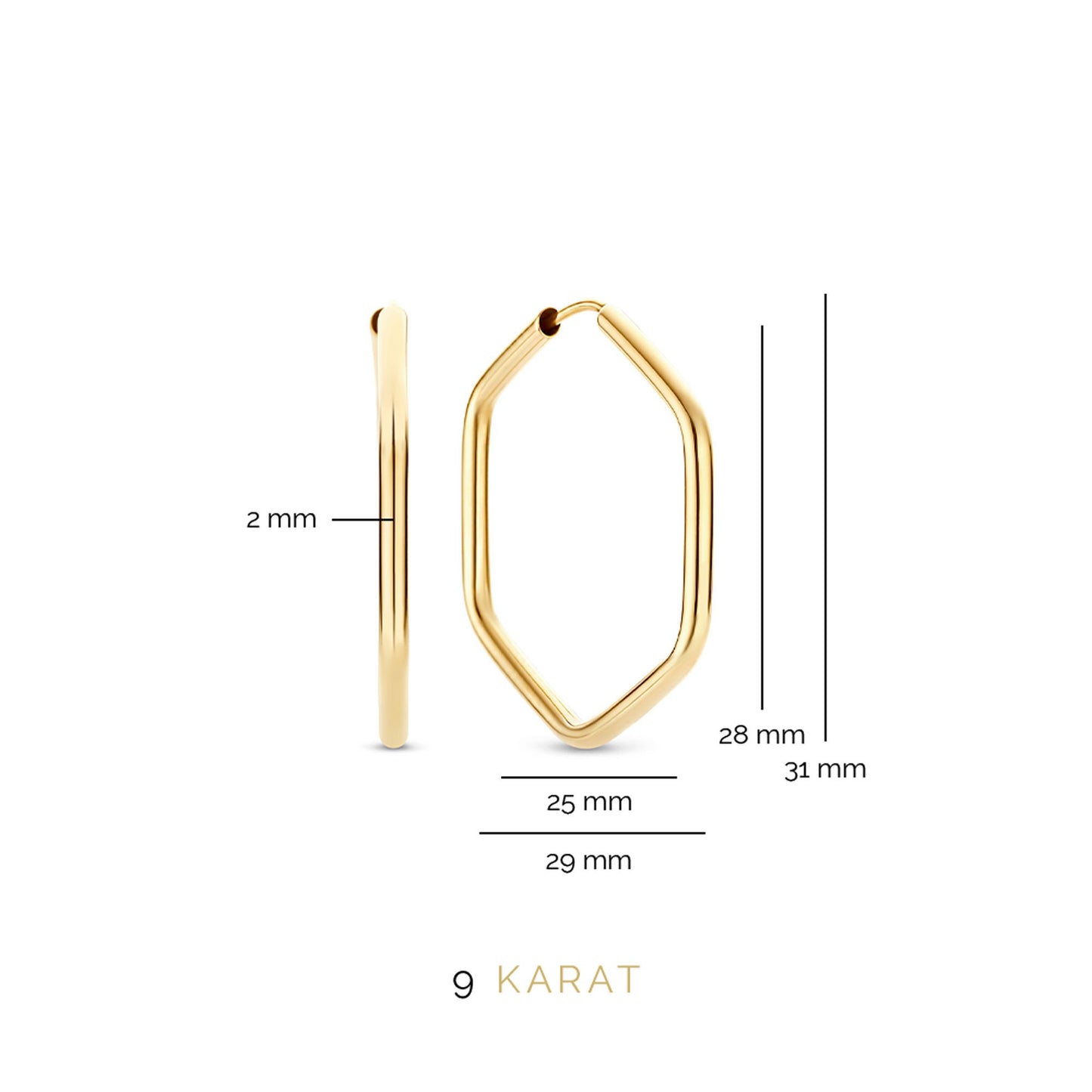La Rinascente Francesca 9 karat gold hoop earrings (28 mm) - Beloro jewels