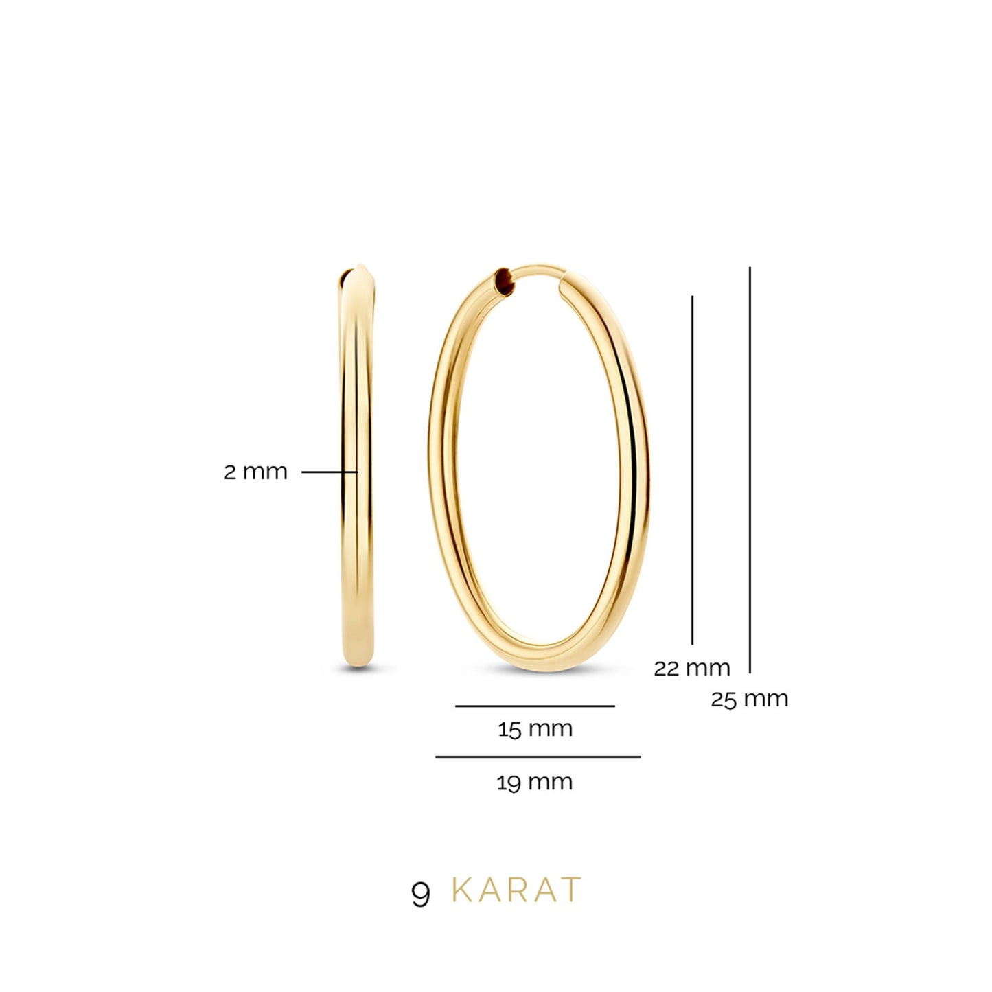 La Rinascente Evelina 9 karat gold hoop earrings (22 mm) - Beloro jewels