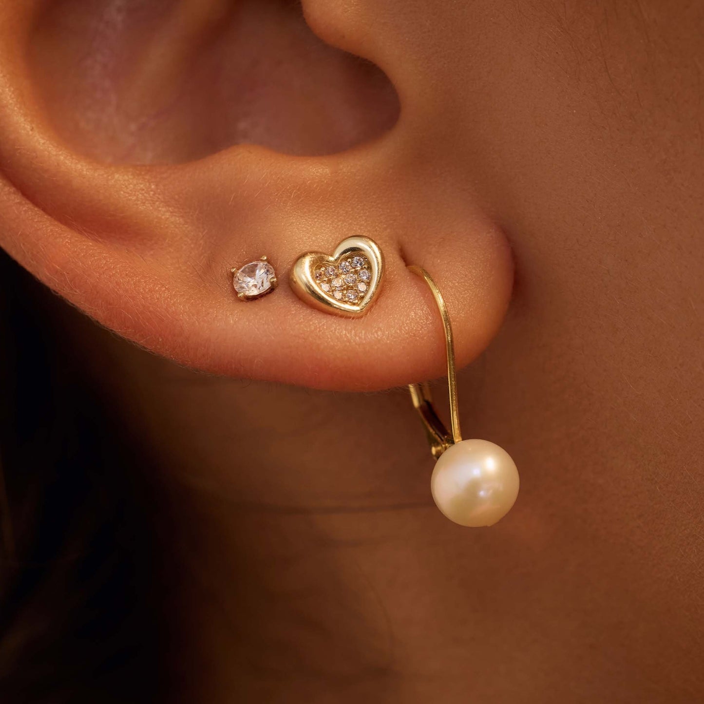 Regalo d'Amore 9 karat gold bracelet and ear studs gift set with heart - Beloro jewels