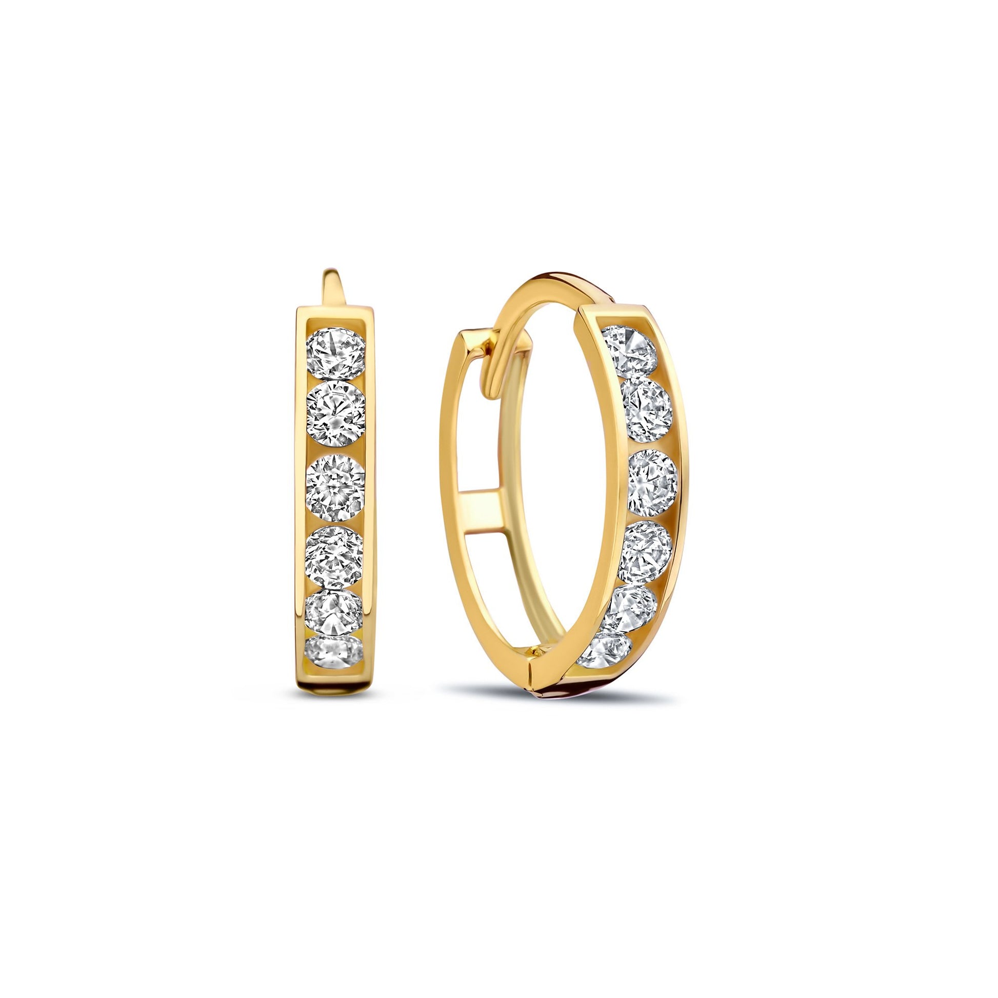 Regalo d'Amore 9 karat gold earring set with zirconia stones - Beloro jewels