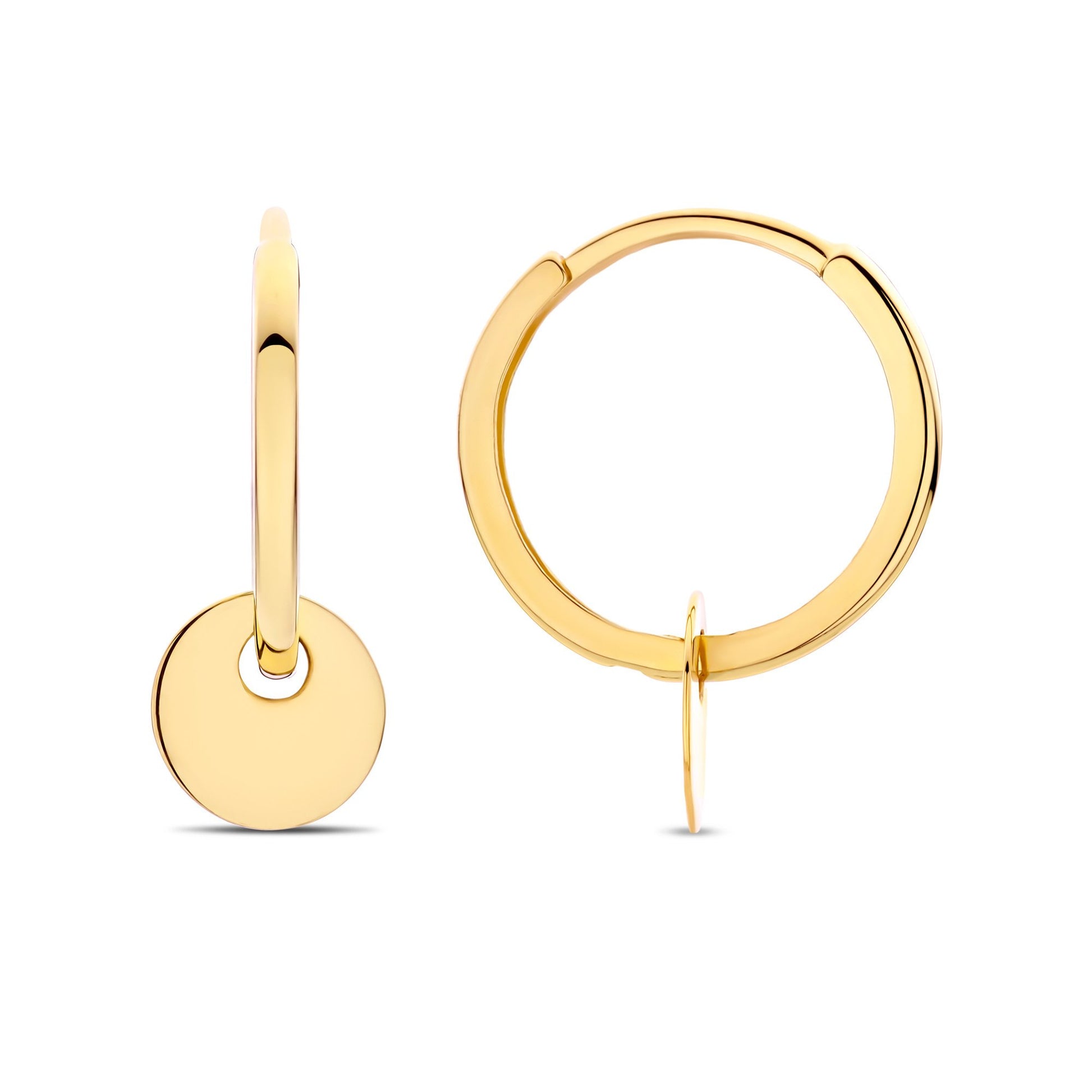 Della Spiga Lanza 9 karat gold hoop earrings with coin (9 mm) - Beloro jewels