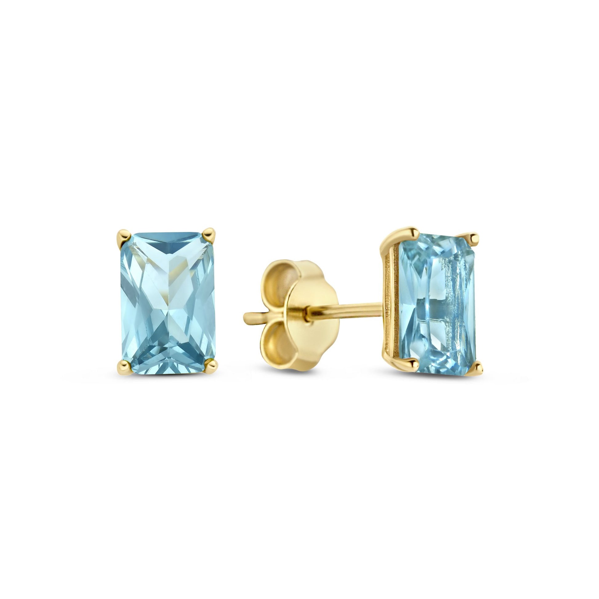 Regalo d'Amore 9 karat gold earring set with blue zirconia stones - Beloro jewels