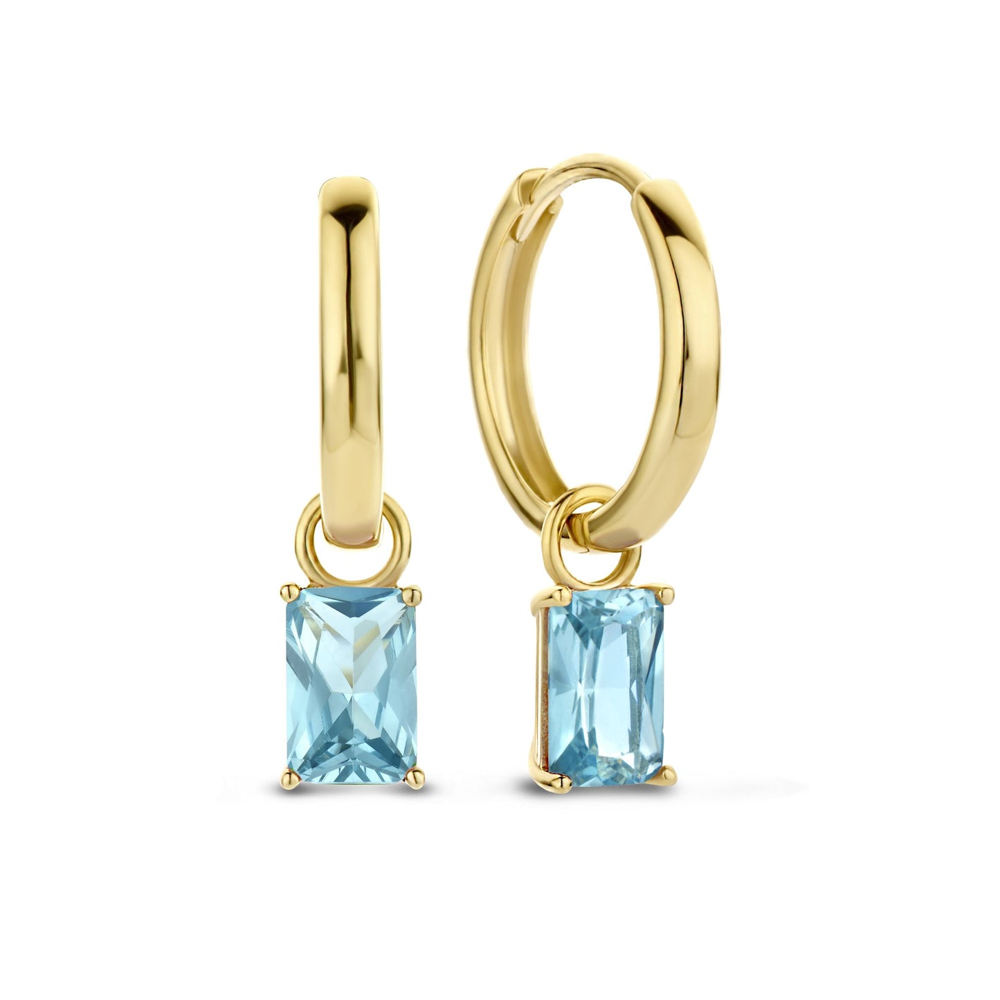 Regalo d'Amore 9 karat gold earring set with blue zirconia stones - Beloro jewels
