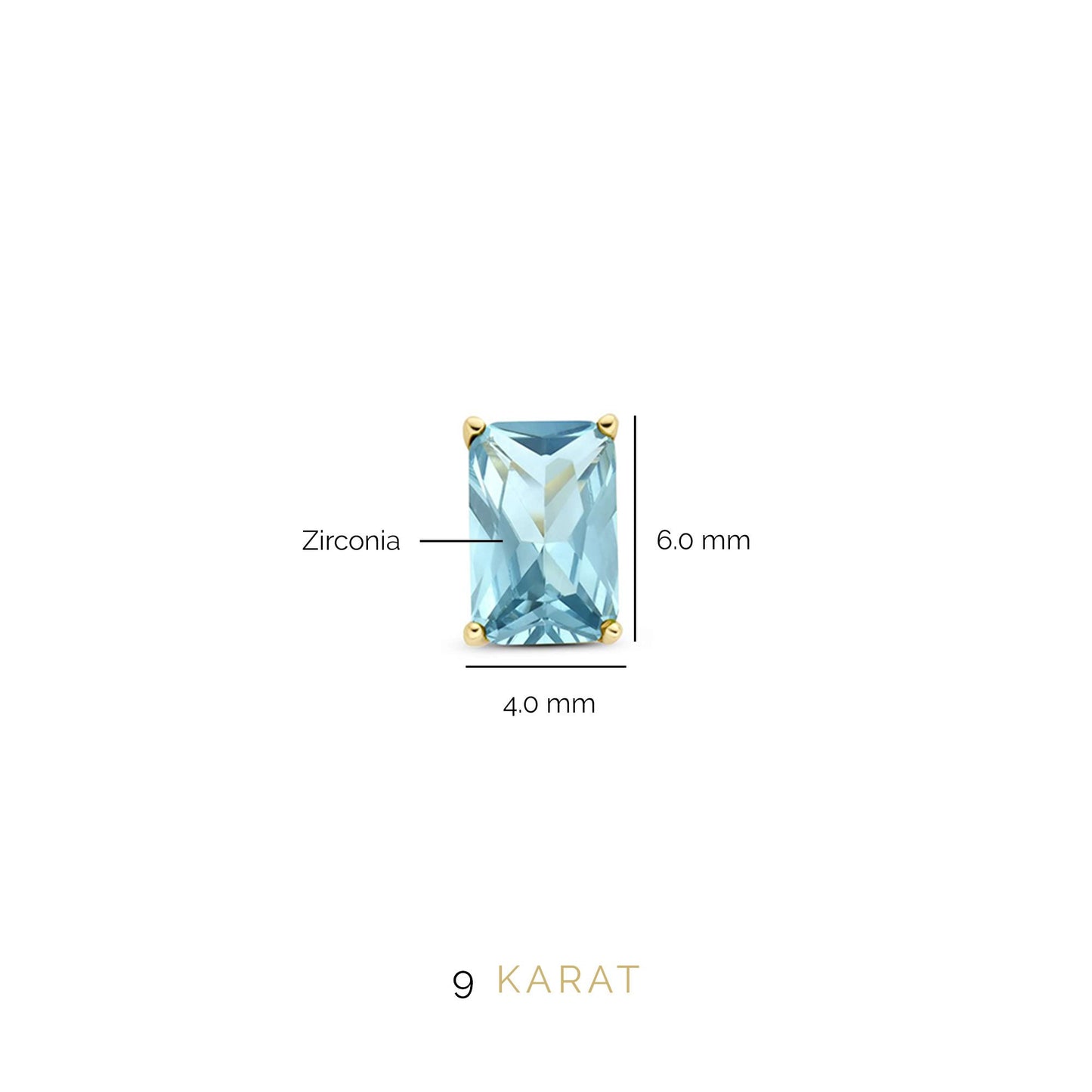 Regalo d'Amore 9 karat gold earring set with blue zirconia stones - Beloro jewels