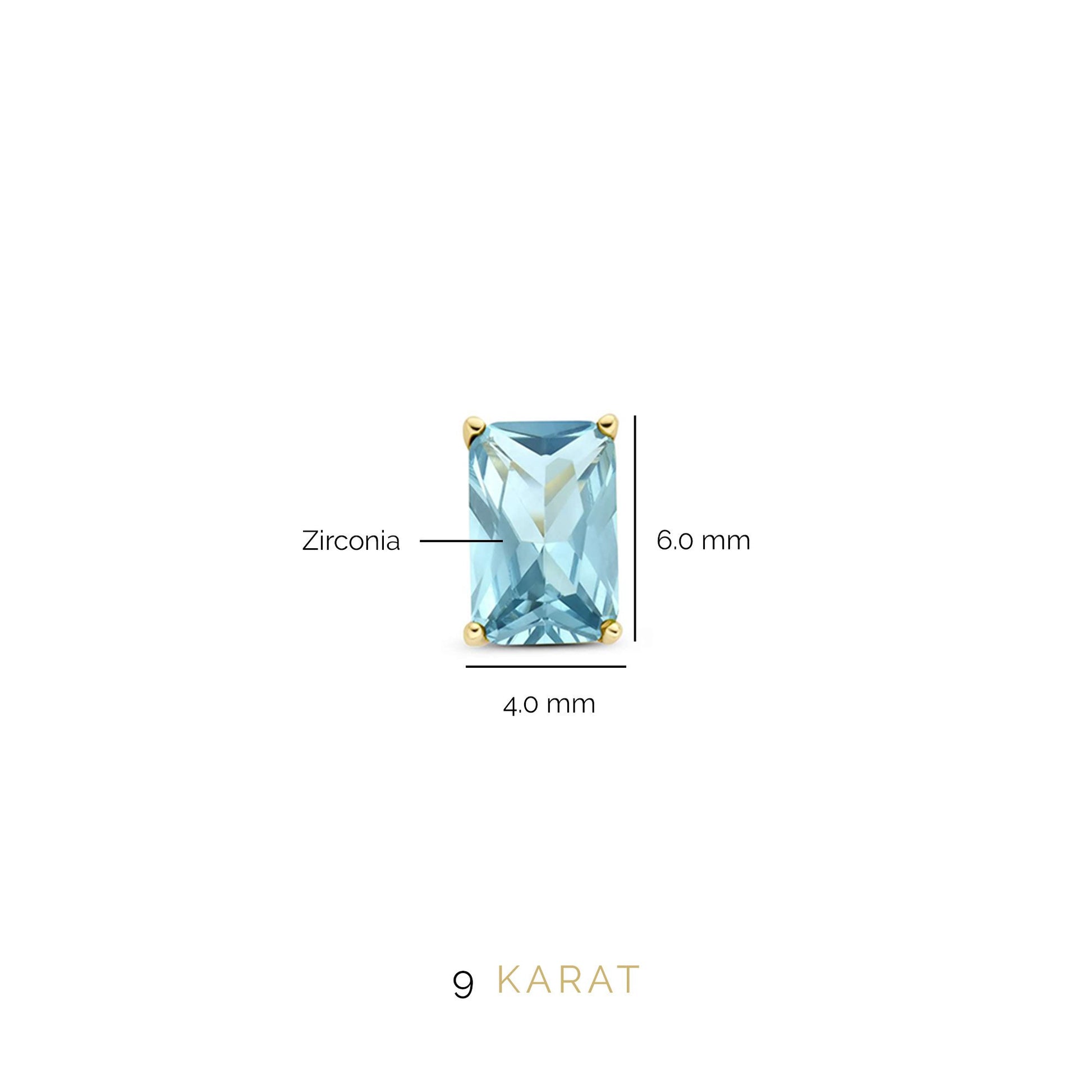 Regalo d'Amore 9 karat gold earring set with blue zirconia stones - Beloro jewels