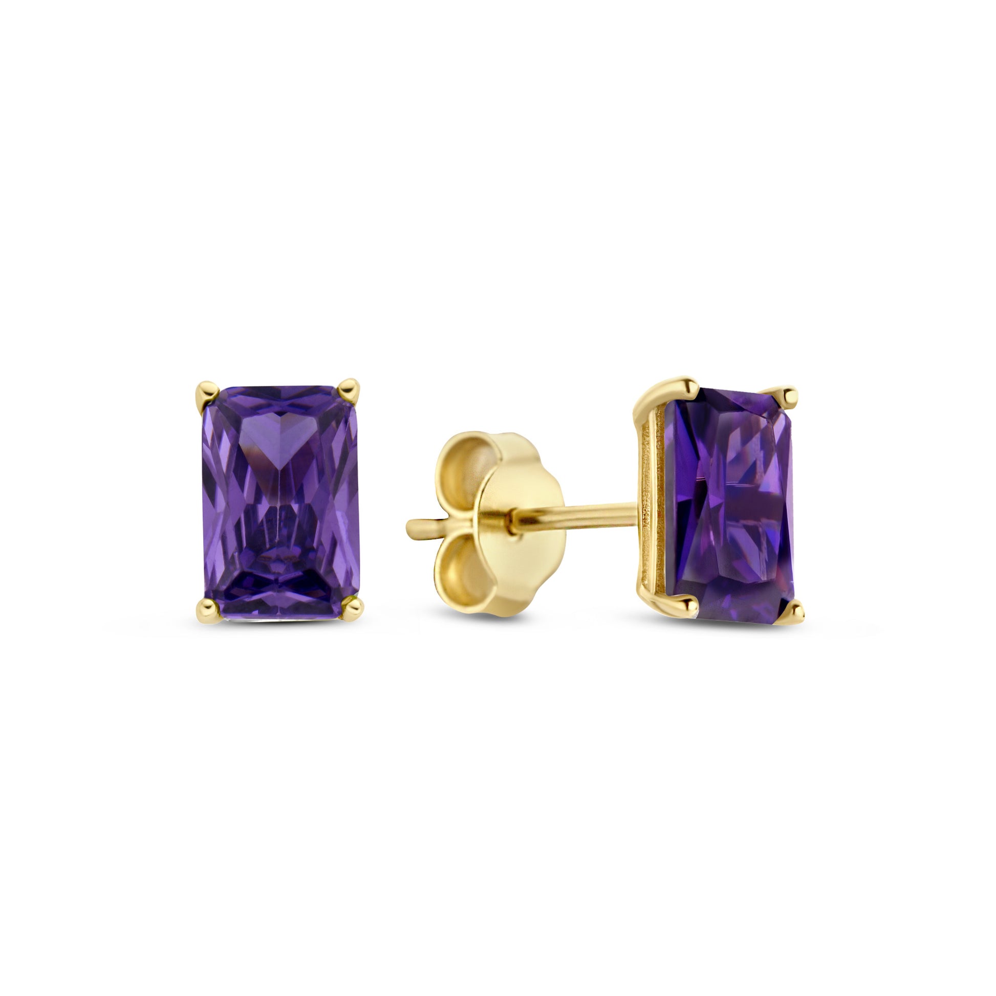 Regalo d'Amore 9 karat gold earring set with purple zirconia stones - Beloro jewels