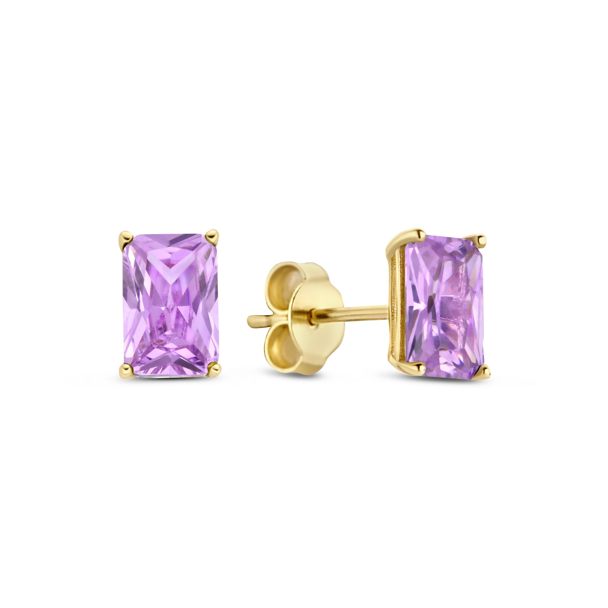 Regalo d'Amore 9 karat gold earring set with pink zirconia stones - Beloro jewels