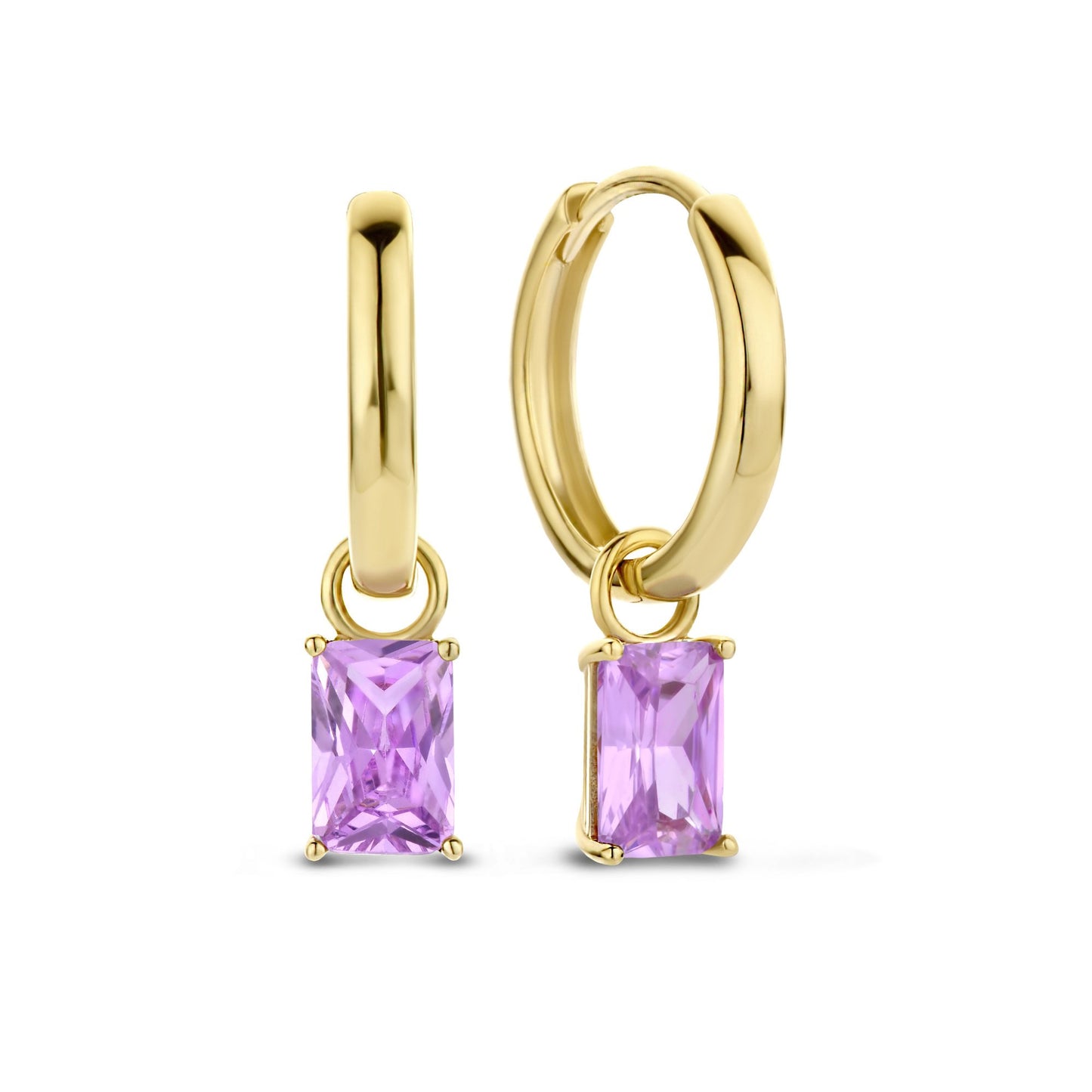 Regalo d'Amore 9 karat gold earring set with pink zirconia stones - Beloro jewels