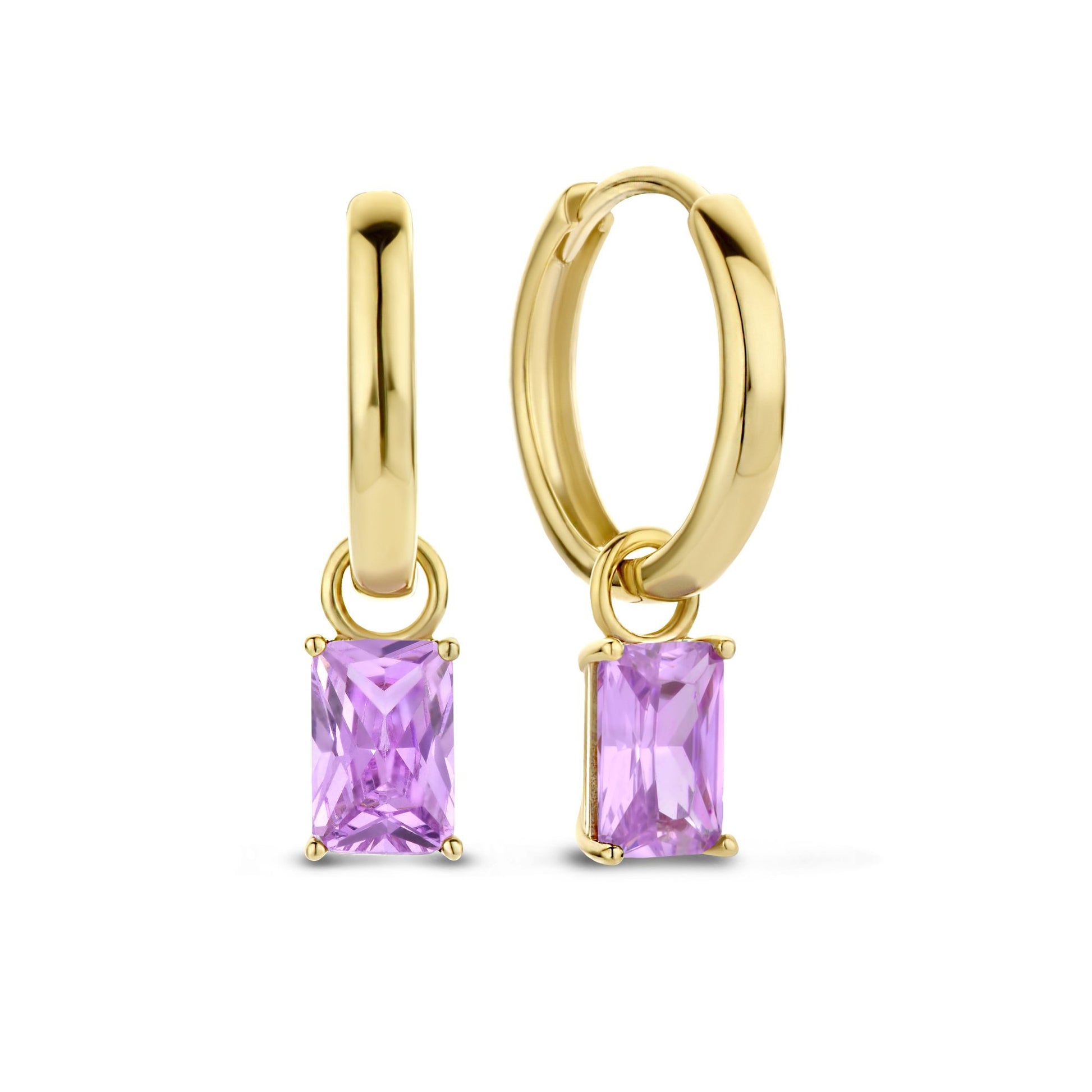 Regalo d'Amore 9 karat gold earring set with pink zirconia stones - Beloro jewels