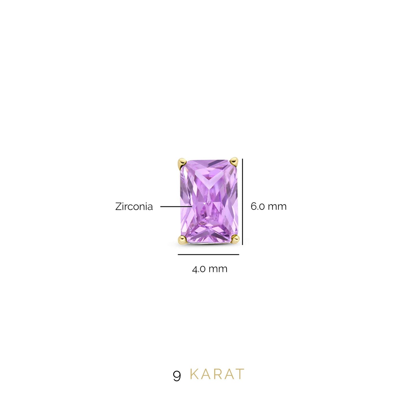 Regalo d'Amore 9 karat gold earring set with pink zirconia stones - Beloro jewels