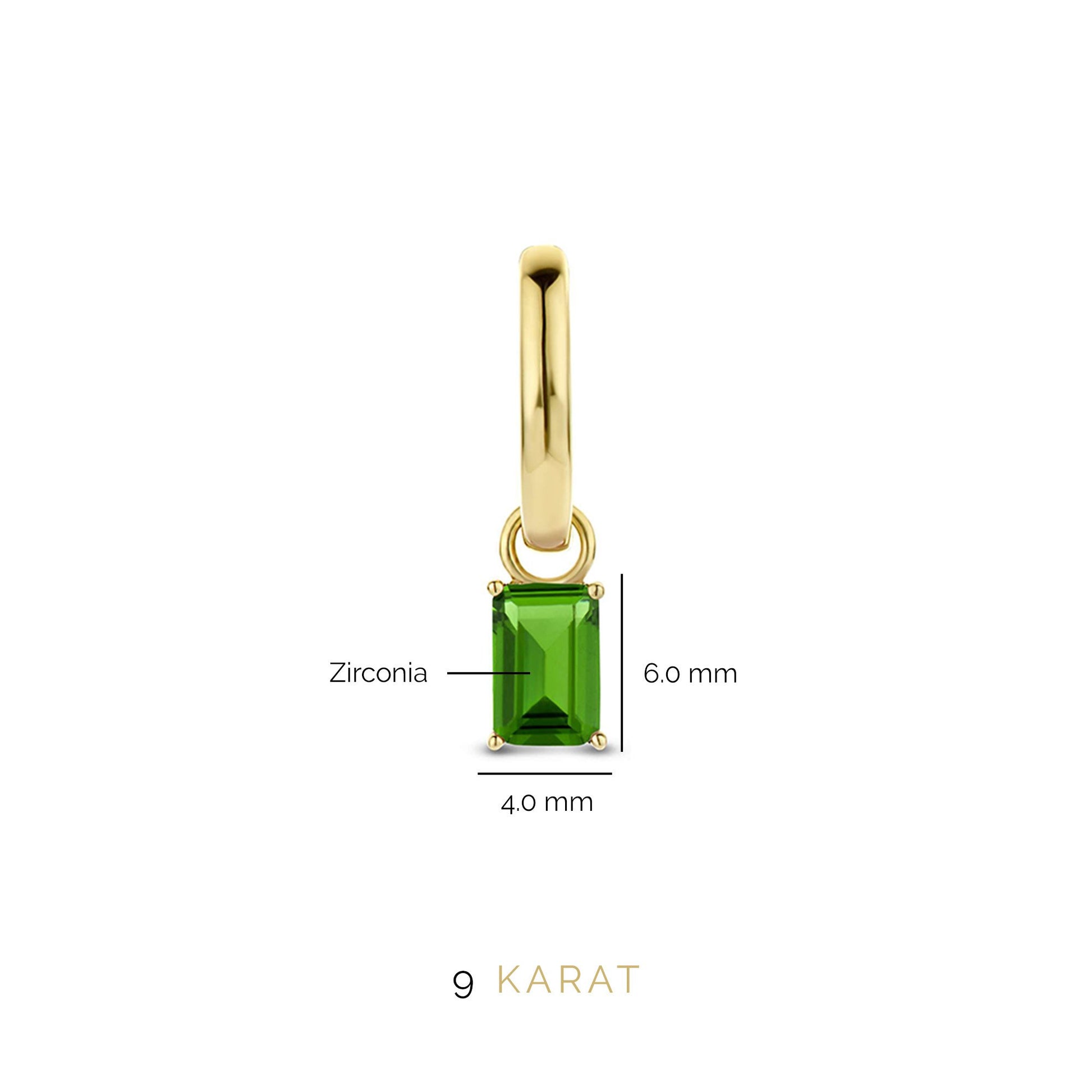 Regalo d'Amore 9 karat gold earring set with green zirconia stones - Beloro jewels