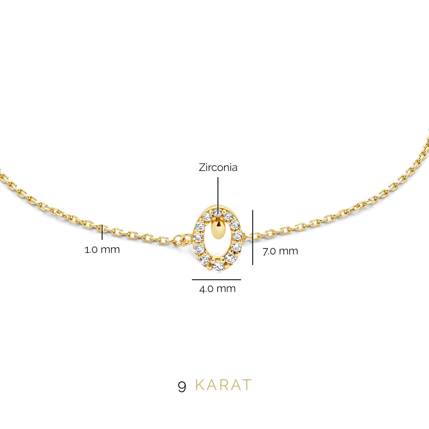 Regalo d'Amore 9 karat gold necklace and bracelet gift set with zirconia stones - Beloro jewels