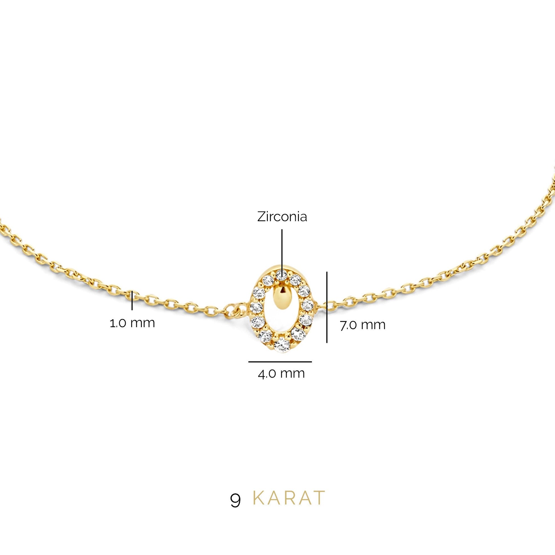Regalo d'Amore 9 karat gold necklace and bracelet gift set with zirconia stones - Beloro jewels
