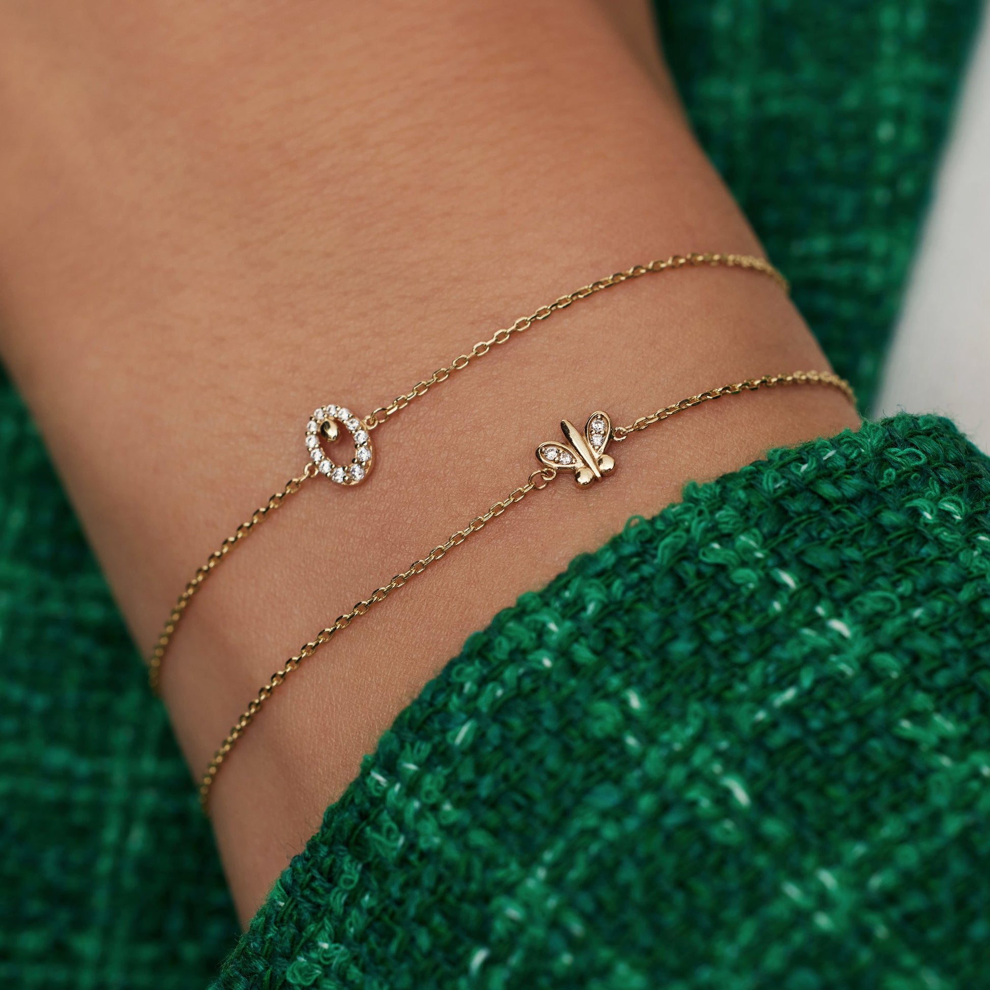 Regalo d'Amore 9 karat gold necklace and bracelet gift set with zirconia stones - Beloro jewels