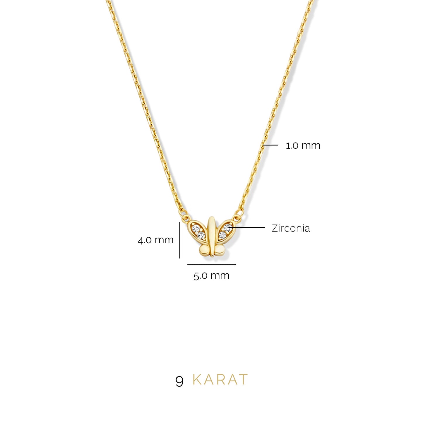 Regalo d'Amore 9 karat gold necklace and bracelet gift set with zirconia stones - Beloro jewels