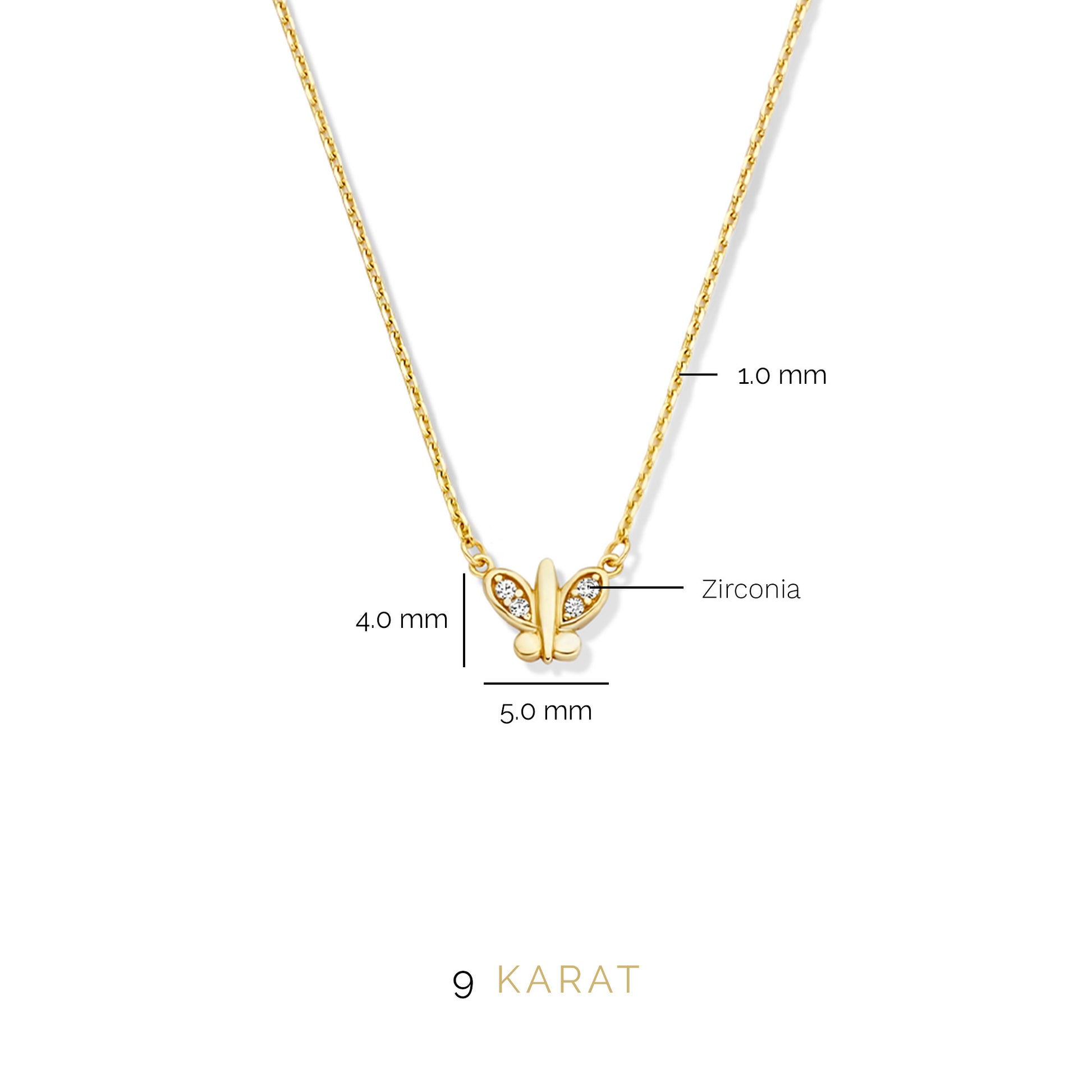 Regalo d'Amore 9 karat gold necklace and bracelet gift set with zirconia stones - Beloro jewels