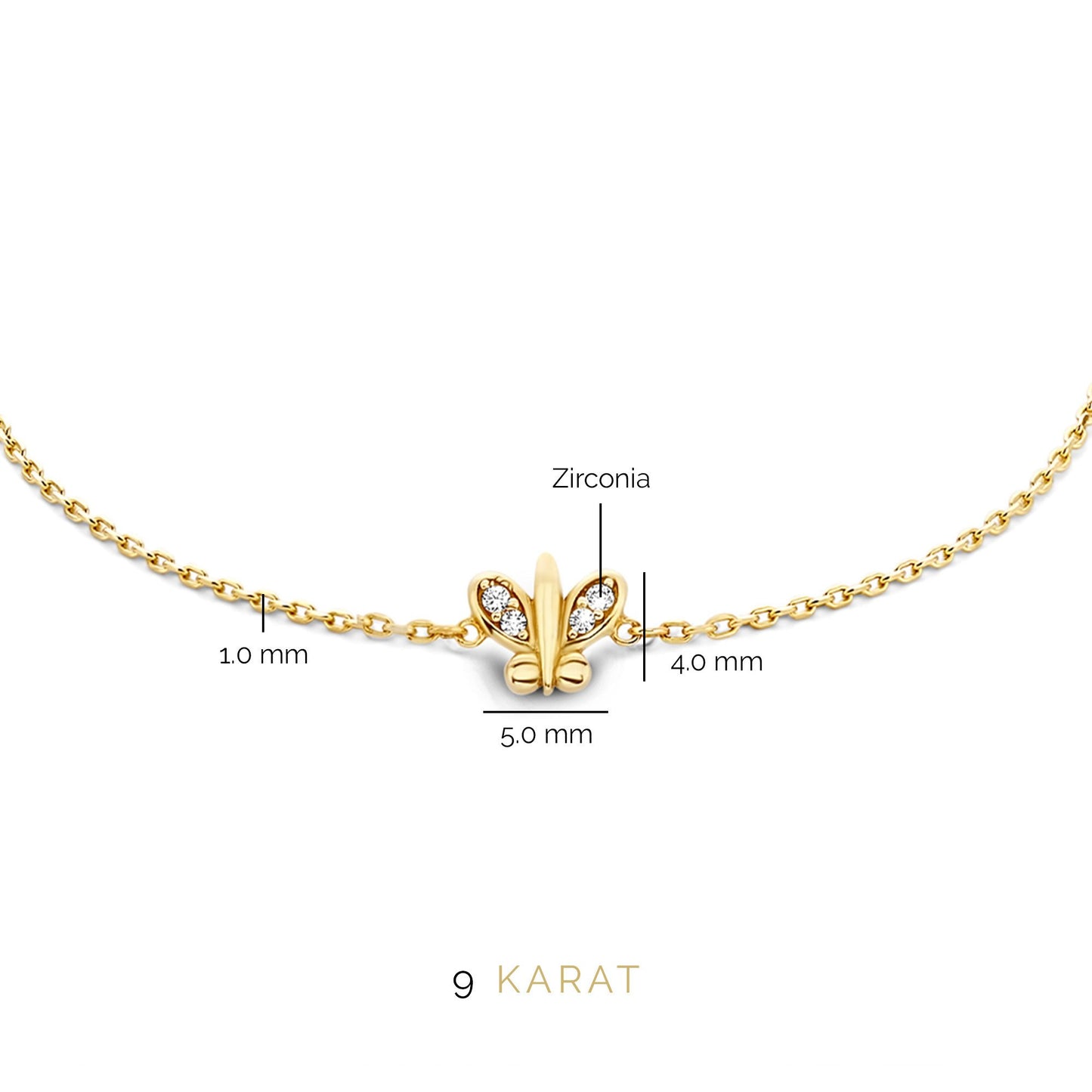 Regalo d'Amore 9 karat gold necklace and bracelet gift set with zirconia stones - Beloro jewels