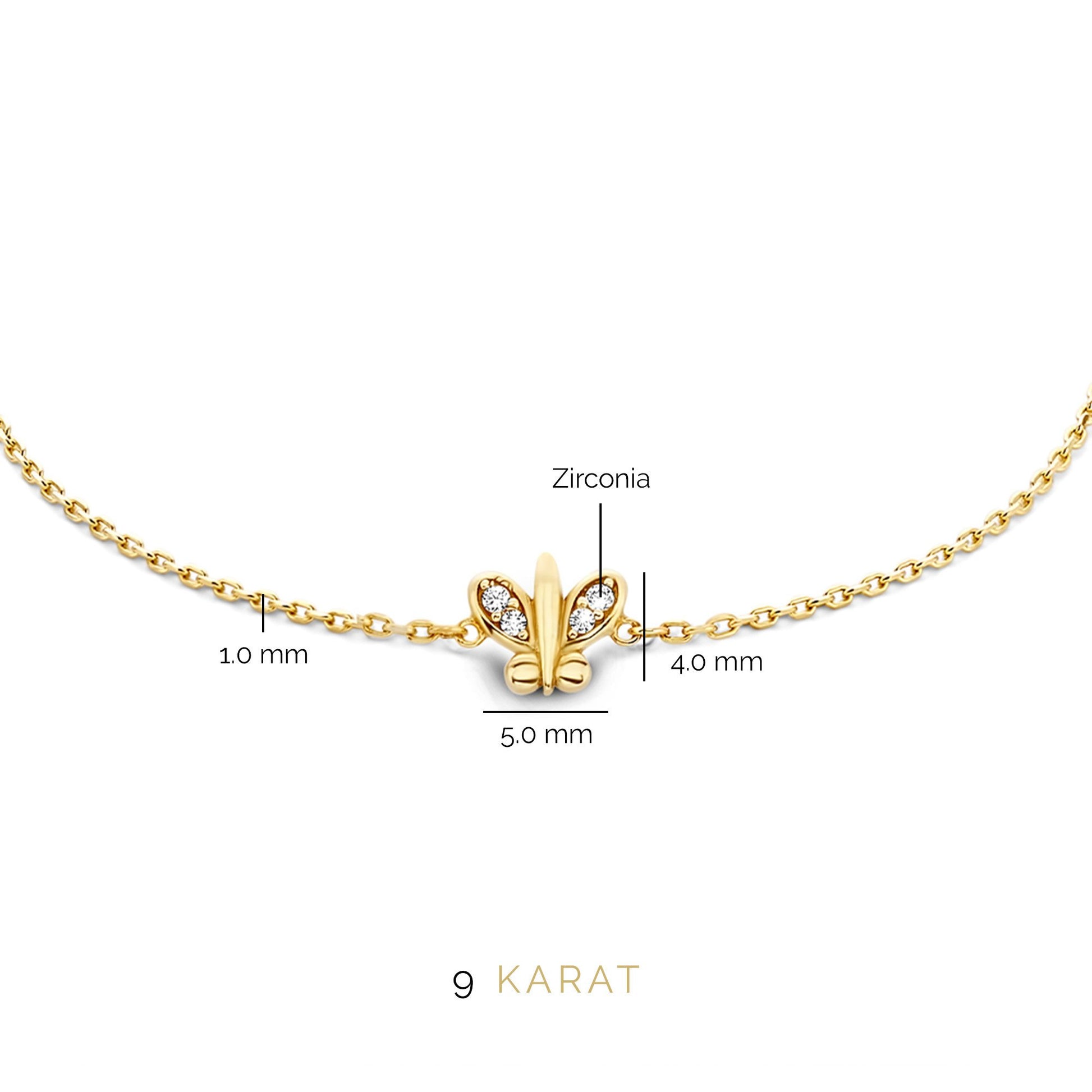 Regalo d'Amore 9 karat gold necklace and bracelet gift set with zirconia stones - Beloro jewels