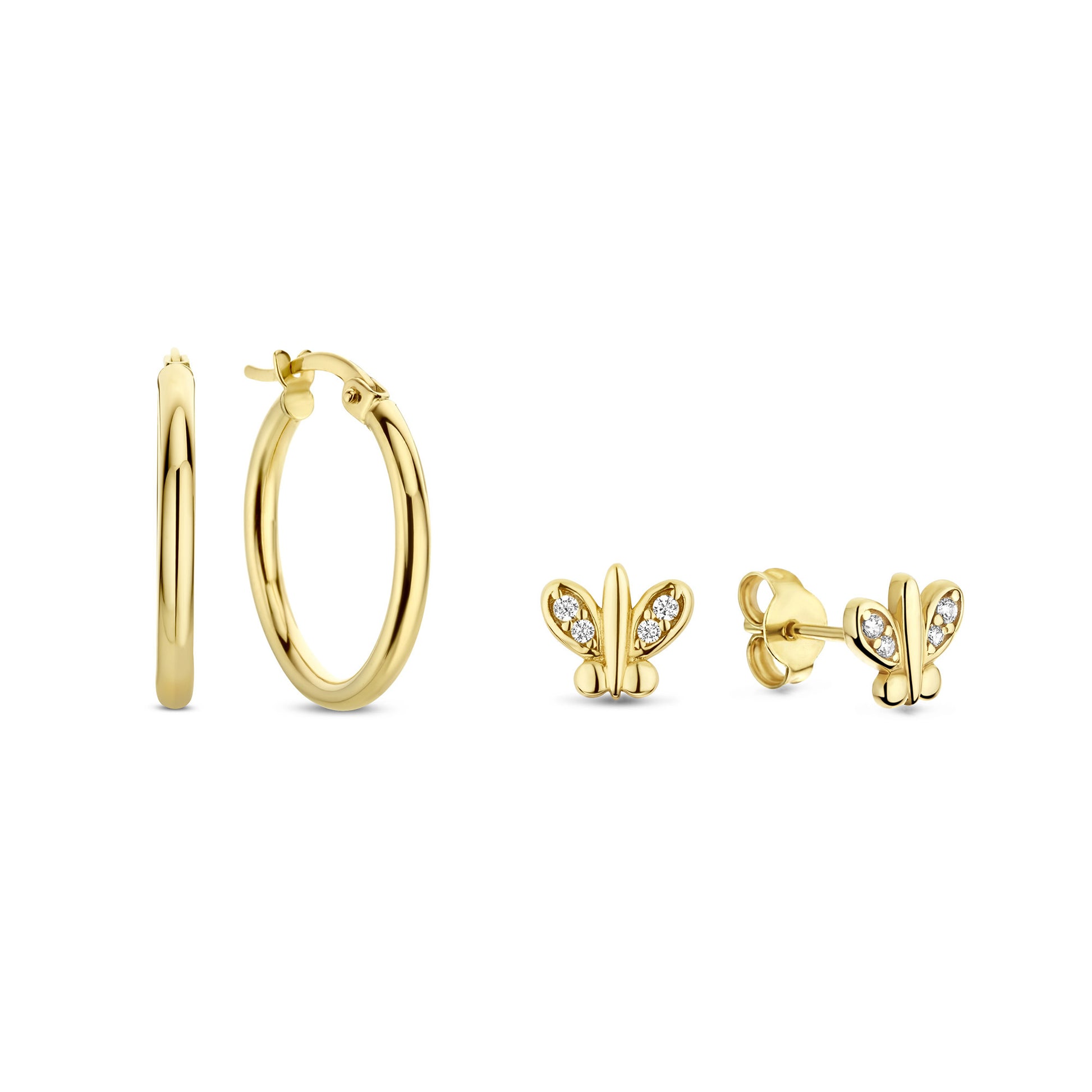 Regalo d'Amore 9 karat gold earring set with zirconia stones - Beloro jewels