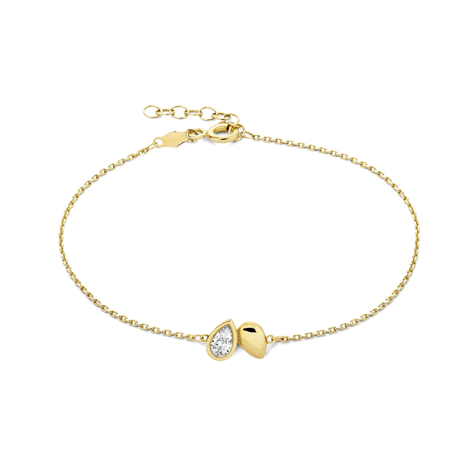 Regalo d'Amore 9 karat gold necklace and bracelet gift set with zirconia stones - Beloro jewels