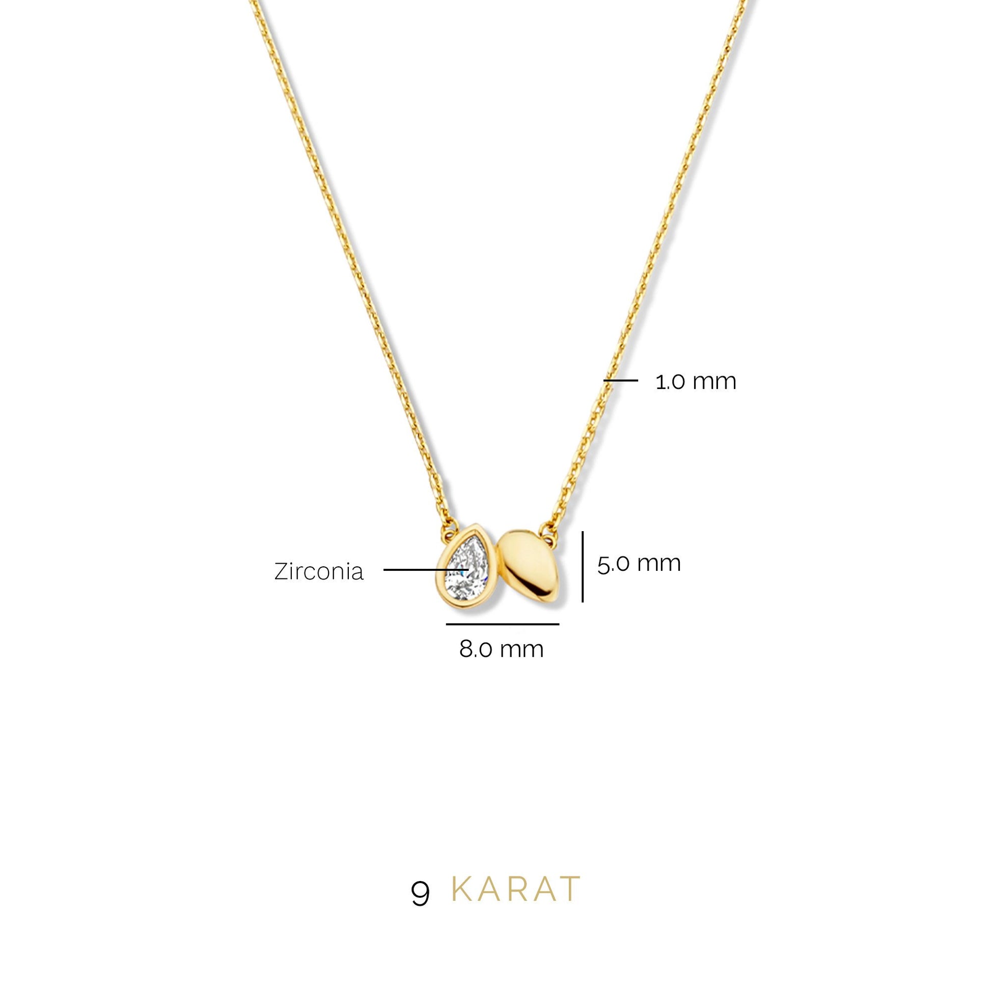 Regalo d'Amore 9 karat gold necklace and bracelet gift set with zirconia stones - Beloro jewels