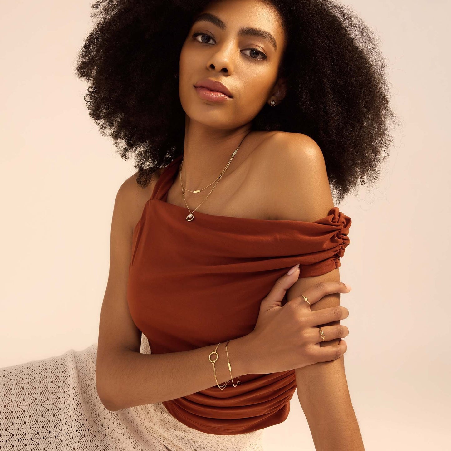 La Rinascente Donetta 9 karat gold necklace with oval bars - Beloro jewels