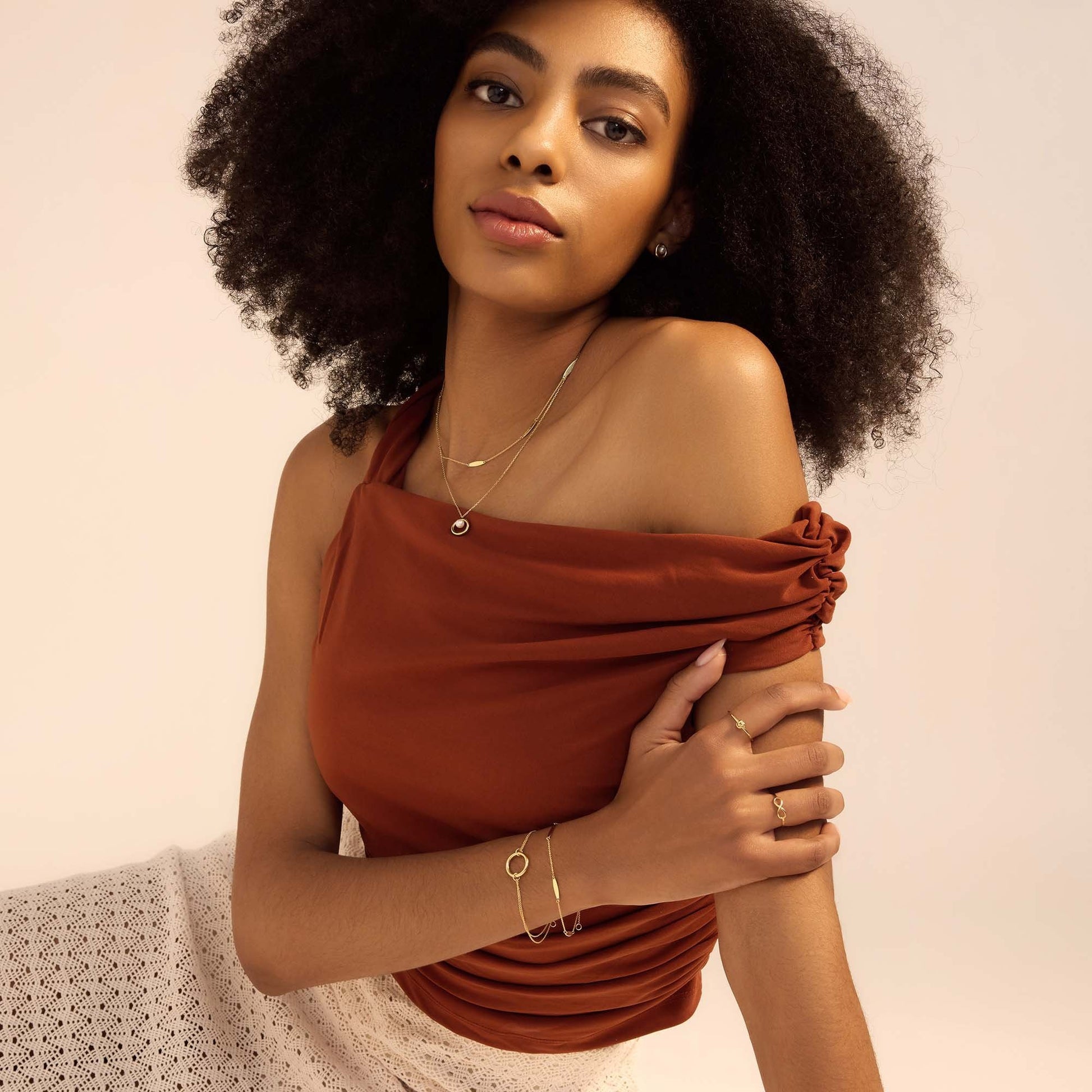 La Rinascente Donetta 9 karat gold necklace with oval bars - Beloro jewels